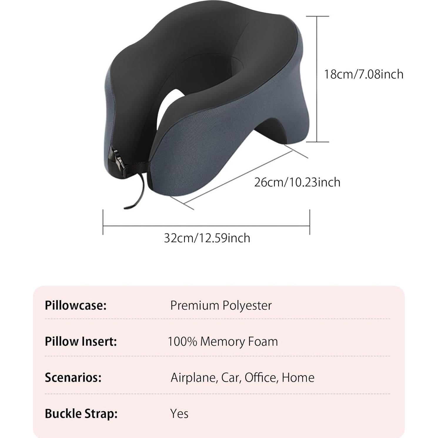 Almohada de viaje TRMFUSA 2 en 1 Espuma Viscoelástica Ajustable