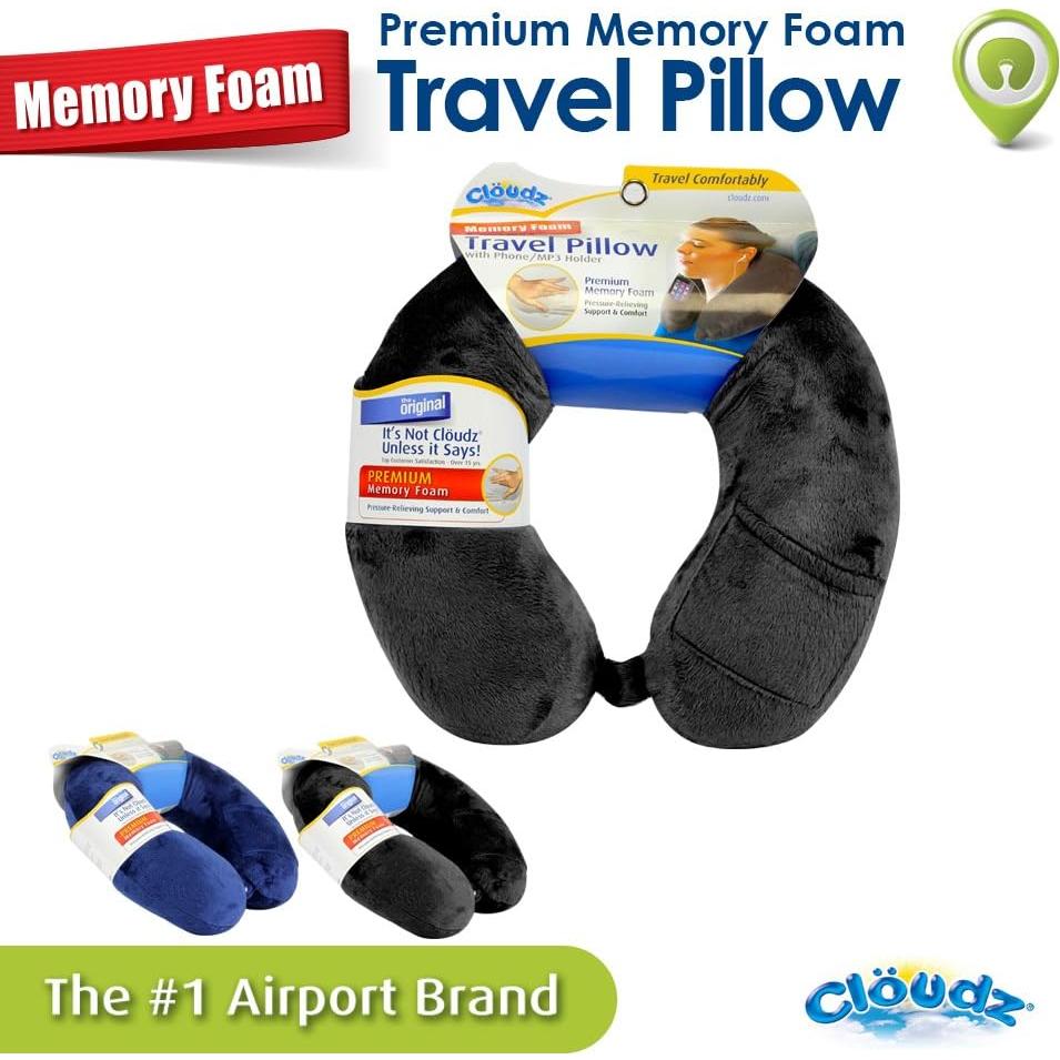 Almohada de Viaje Cloudz Espuma con Memoria U con Broche - Negro