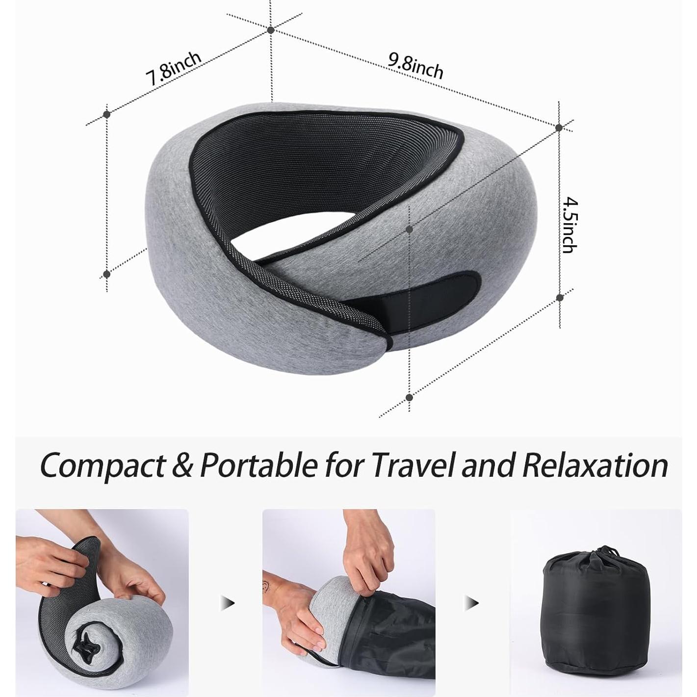 Almohada de Cuello Tulvixxo Espuma de Memoria 360° Gris Claro