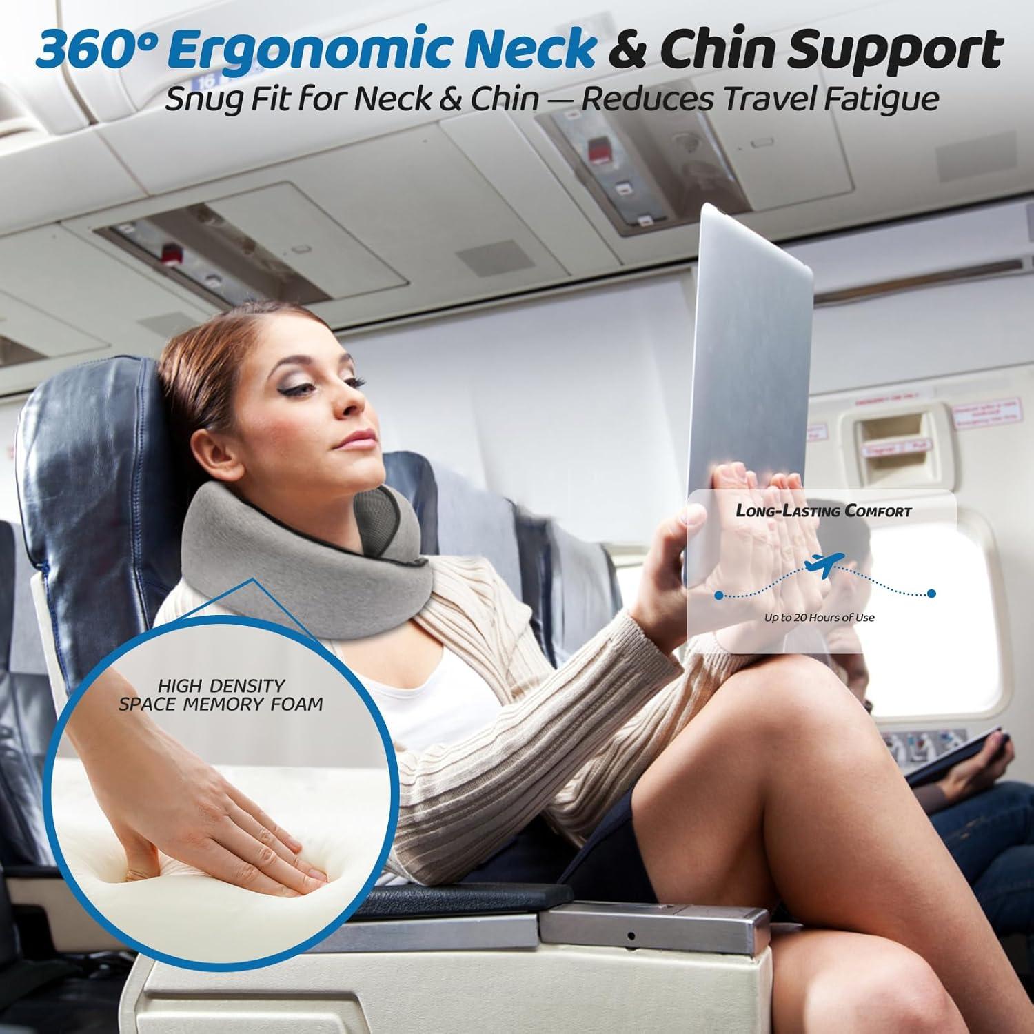 Almohada de Cuello Tulvixxo Espuma de Memoria 360° Gris Claro