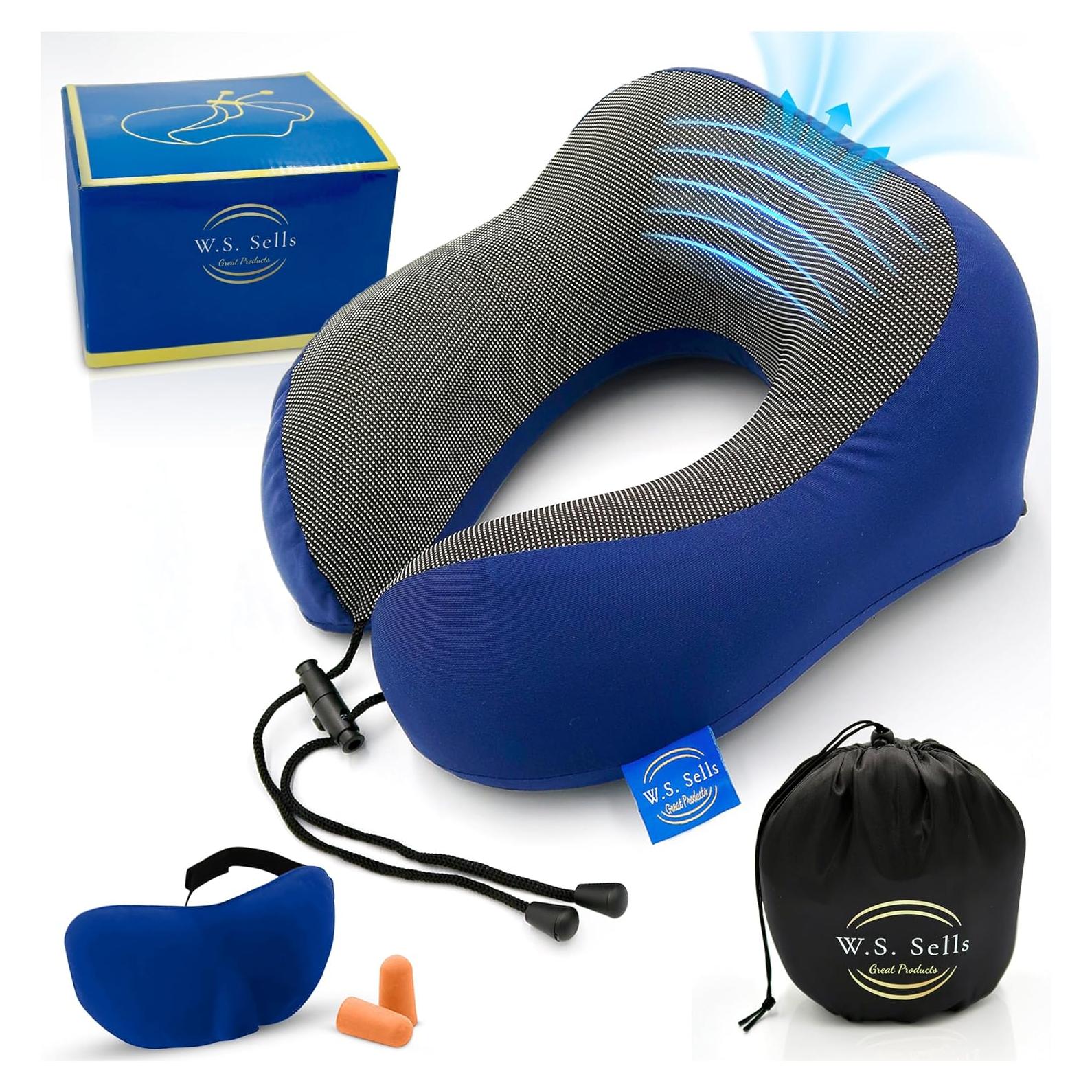 Almohada de Viaje W.S. Sells - Espuma de Memoria Ergonómica