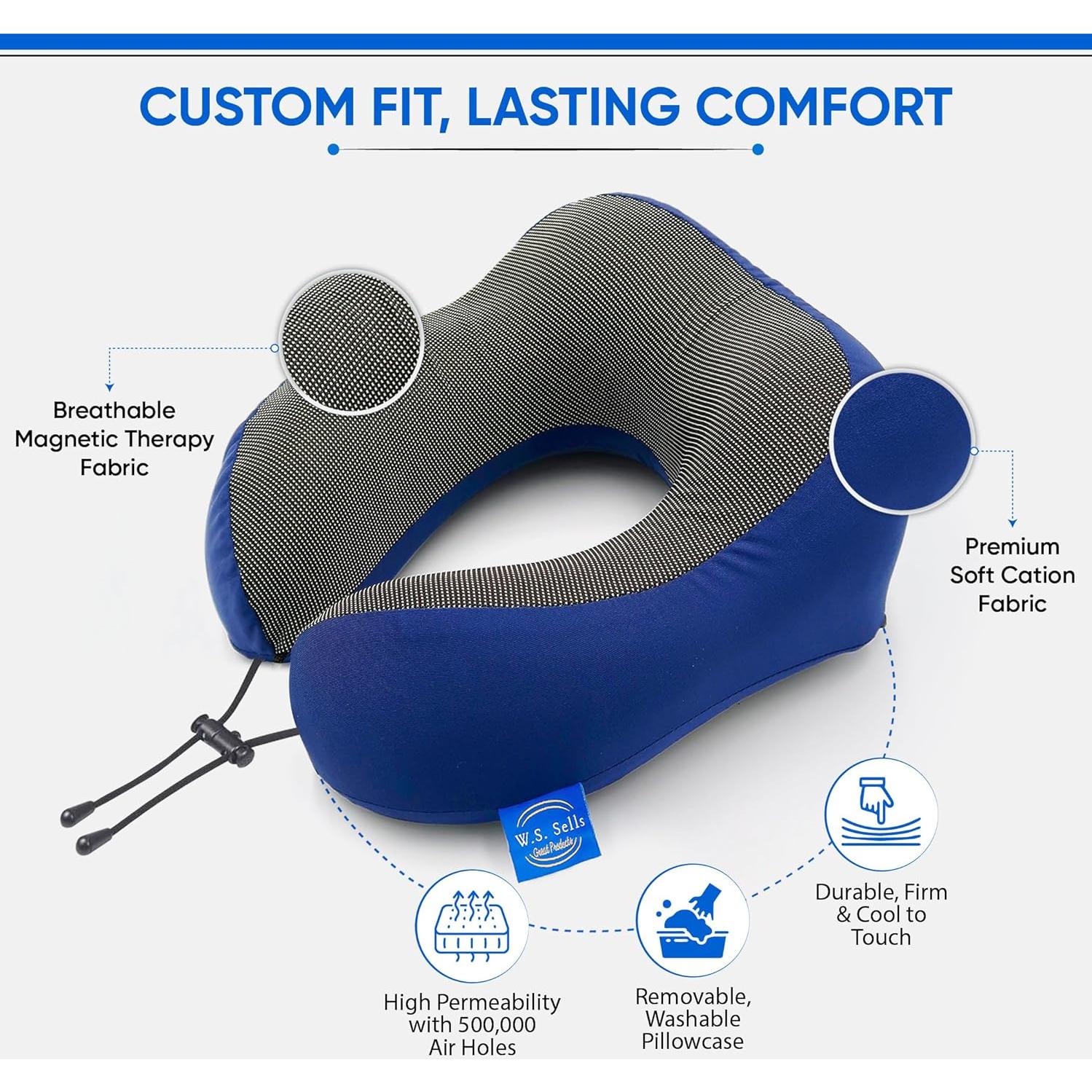 Almohada de Viaje W.S. Sells - Espuma de Memoria Ergonómica