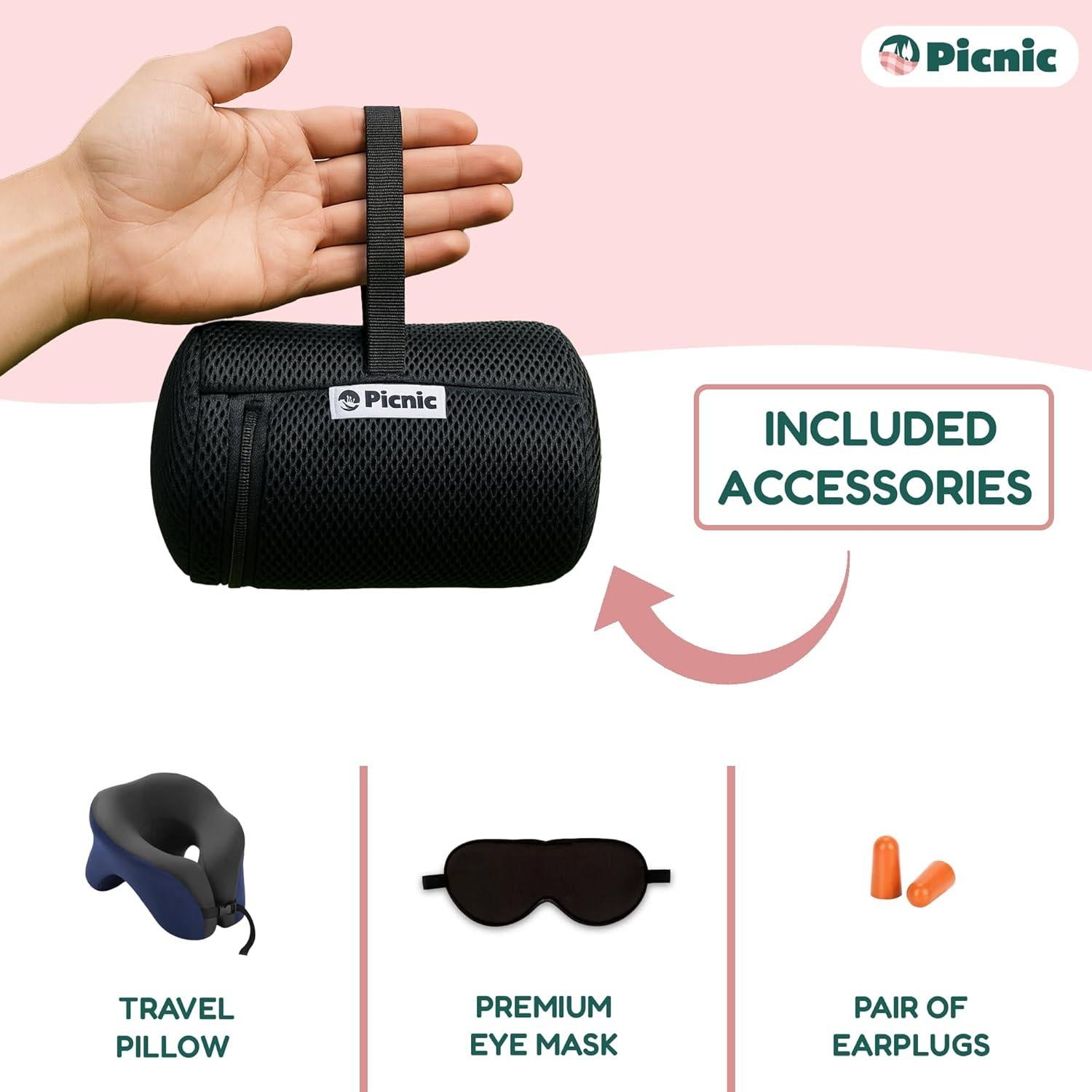 Almohada de Cuello Espuma de Memoria Picnic Compacta 32x23.5cm