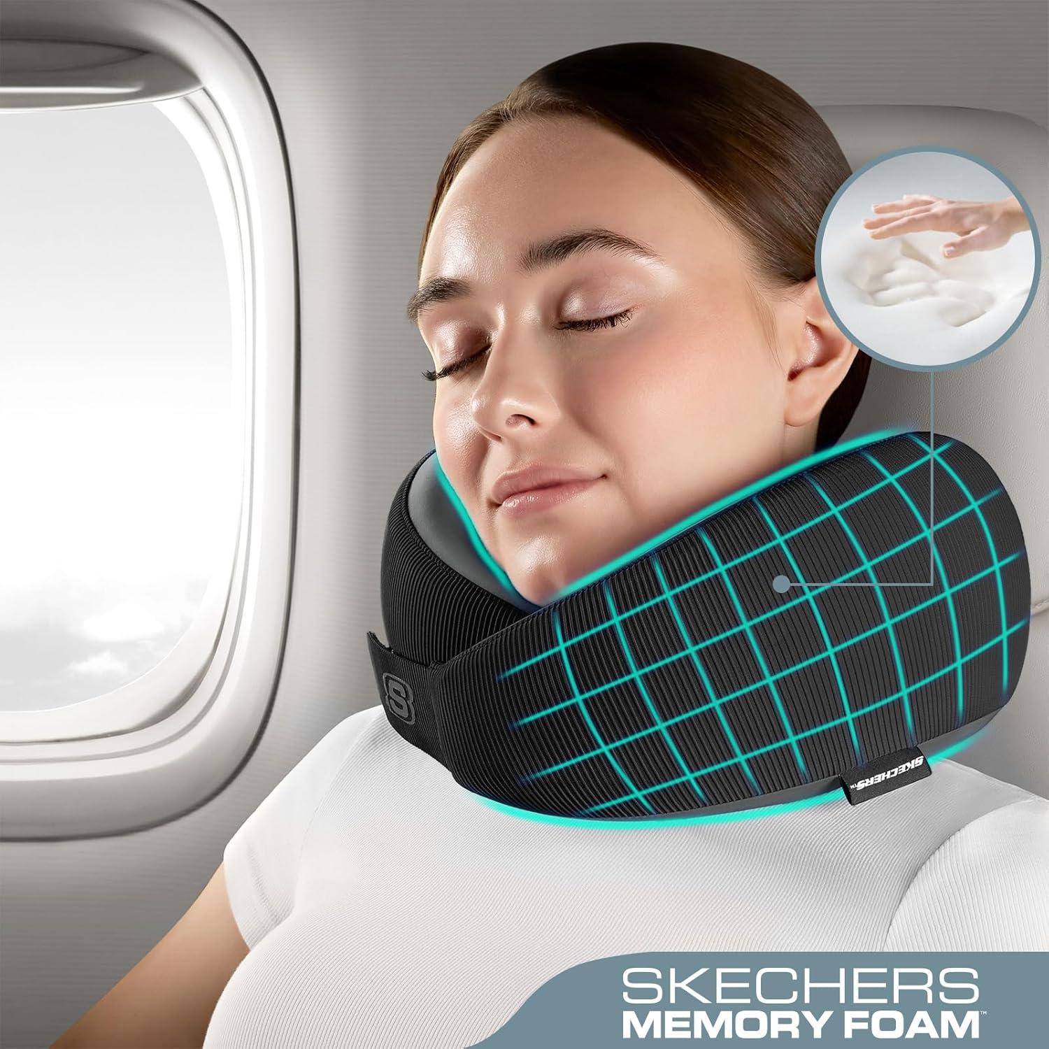 Almohada de Cuello Ergonómica Skechers - Espuma con Memoria, Negra