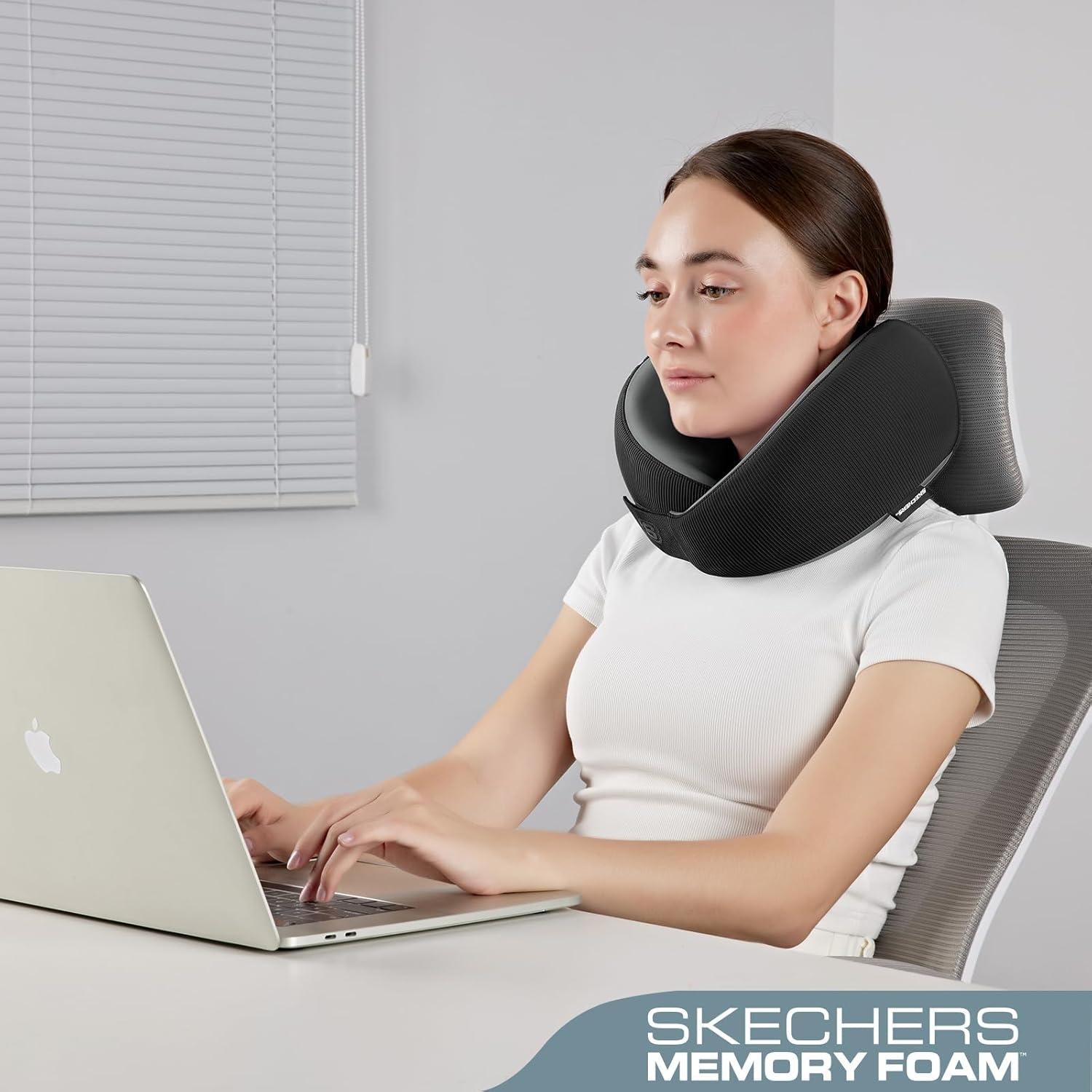 Almohada de Cuello Ergonómica Skechers - Espuma con Memoria, Negra