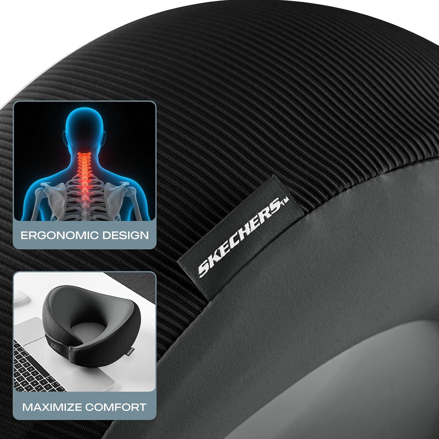 Almohada de Cuello Ergonómica Skechers - Espuma con Memoria, Negra