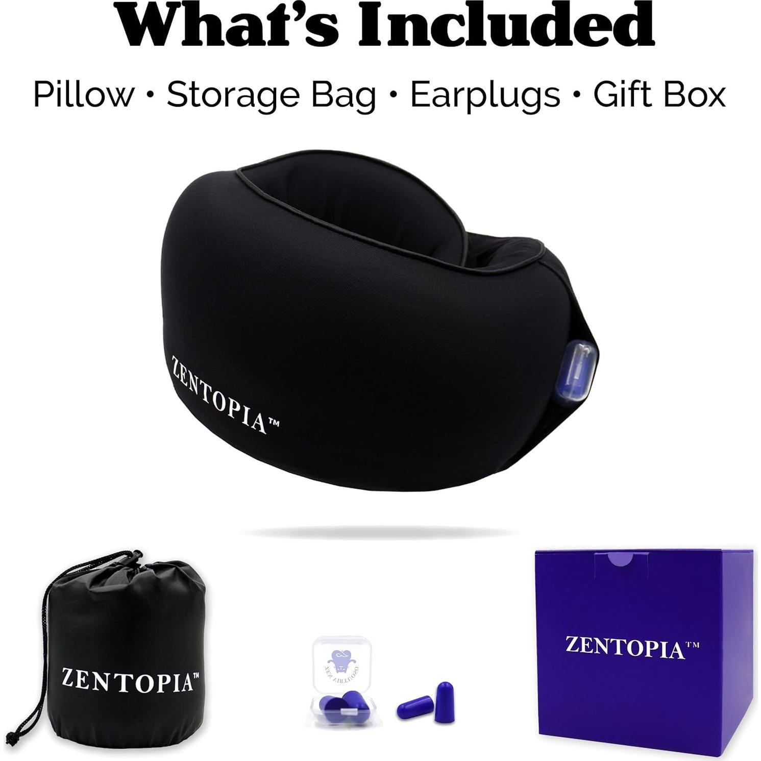 Almohada de Viaje ZENTOPIA Espuma Viscoelástica Ergonómica