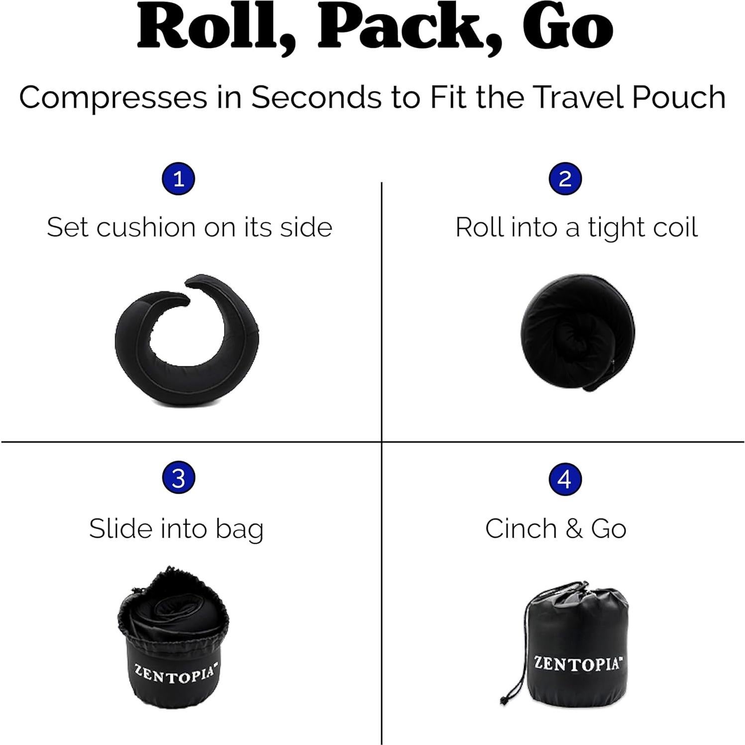 Almohada de Viaje ZENTOPIA Espuma Viscoelástica Ergonómica