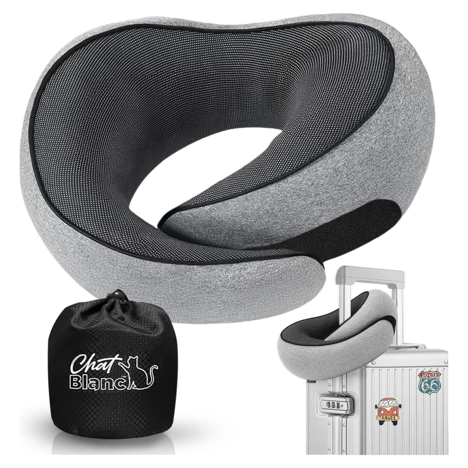 Almohada de Viaje CHAT BLANC Sky Lom Espuma con Memoria Gris