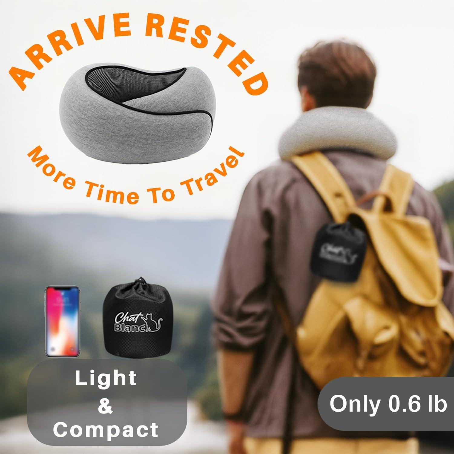 Almohada de Viaje CHAT BLANC Sky Lom Espuma con Memoria Gris