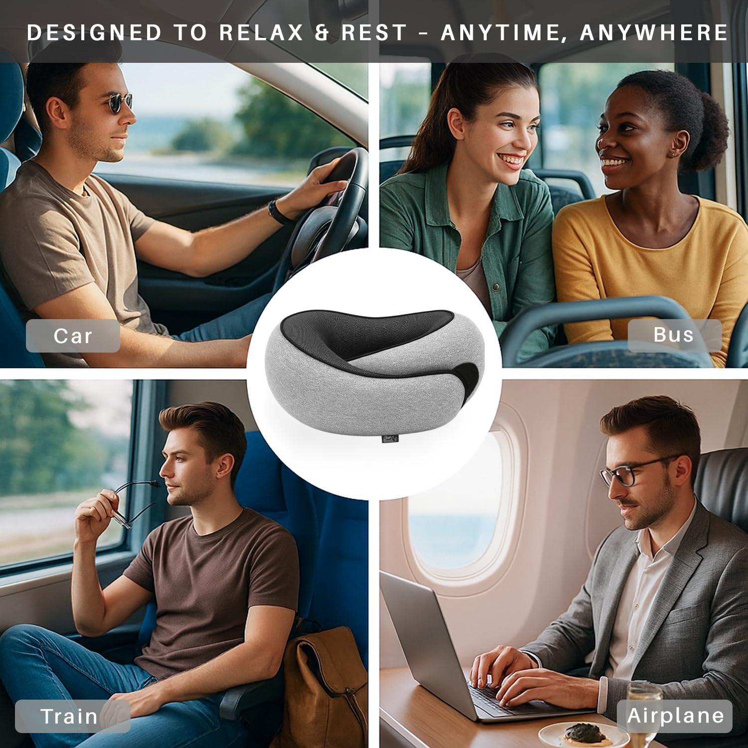 Almohada de Viaje CHAT BLANC Sky Lom Espuma con Memoria Gris