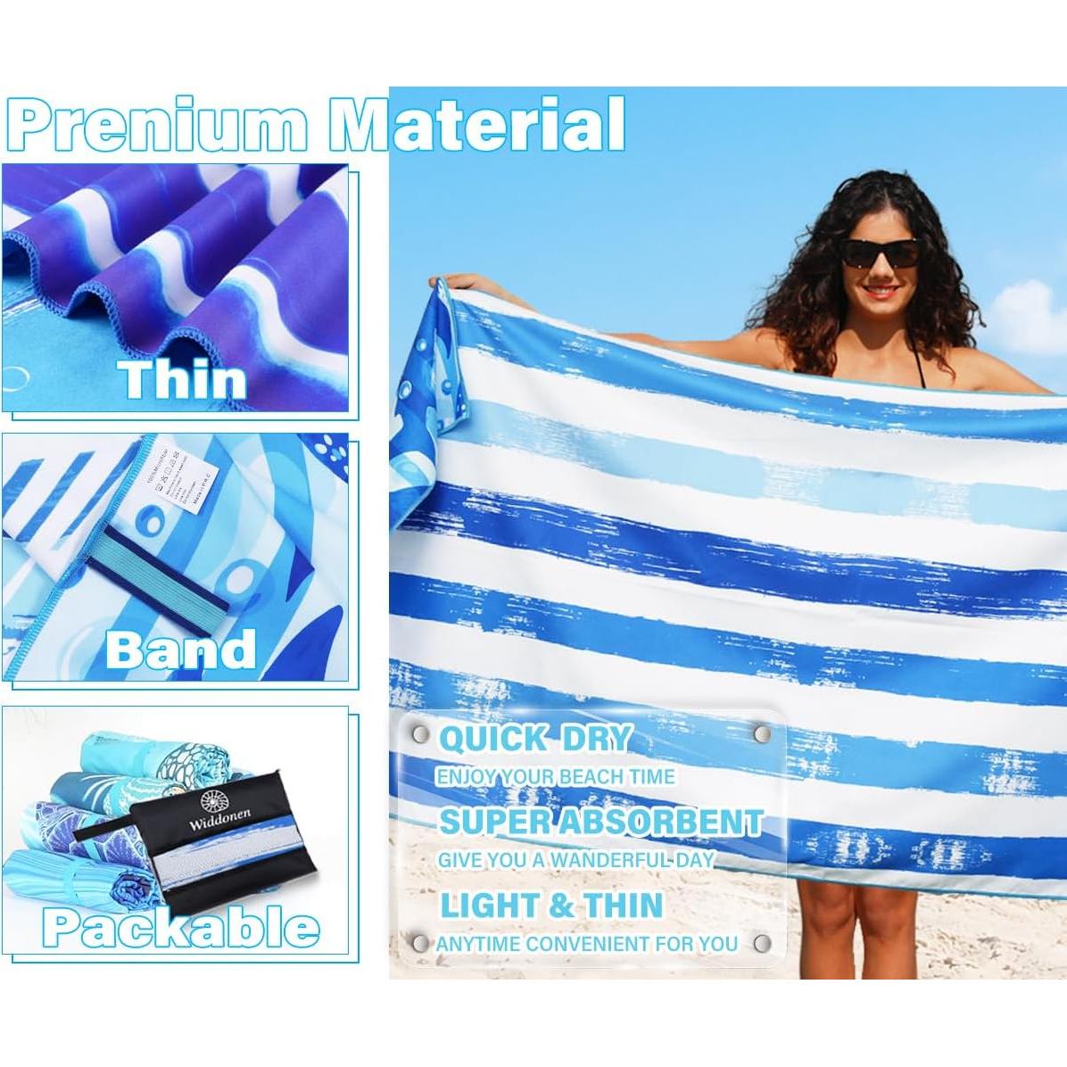 Toalla de Playa Microfibra Widdonen 81x180 cm Secado Rápido