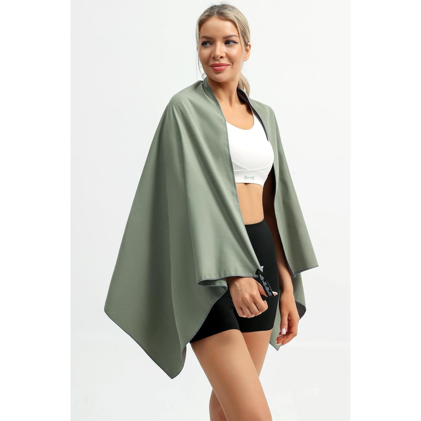 Toalla de Camping Microfibra Eunzel 76x152 cm Verde Militar