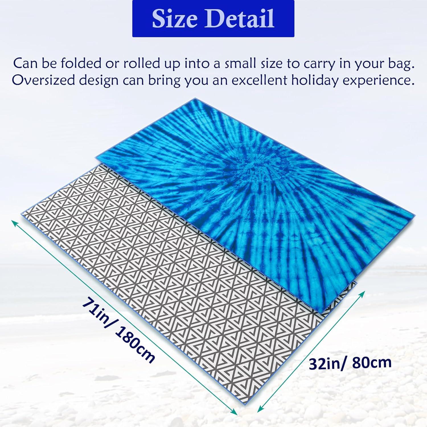 Toalla de Playa Microfibra PILIFALA Grande Azul Boho 180x81cm