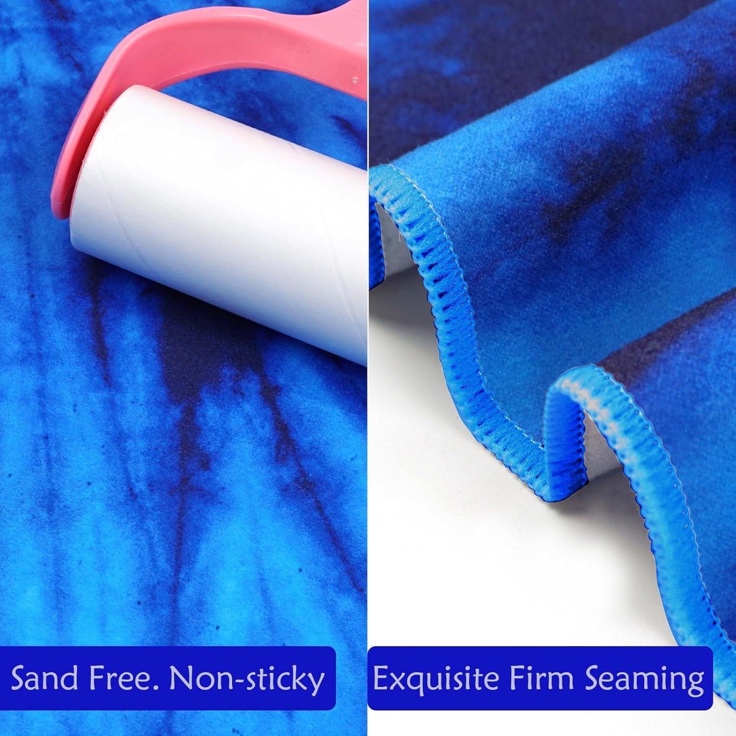 Toalla de Playa Microfibra PILIFALA Grande Azul Boho 180x81cm