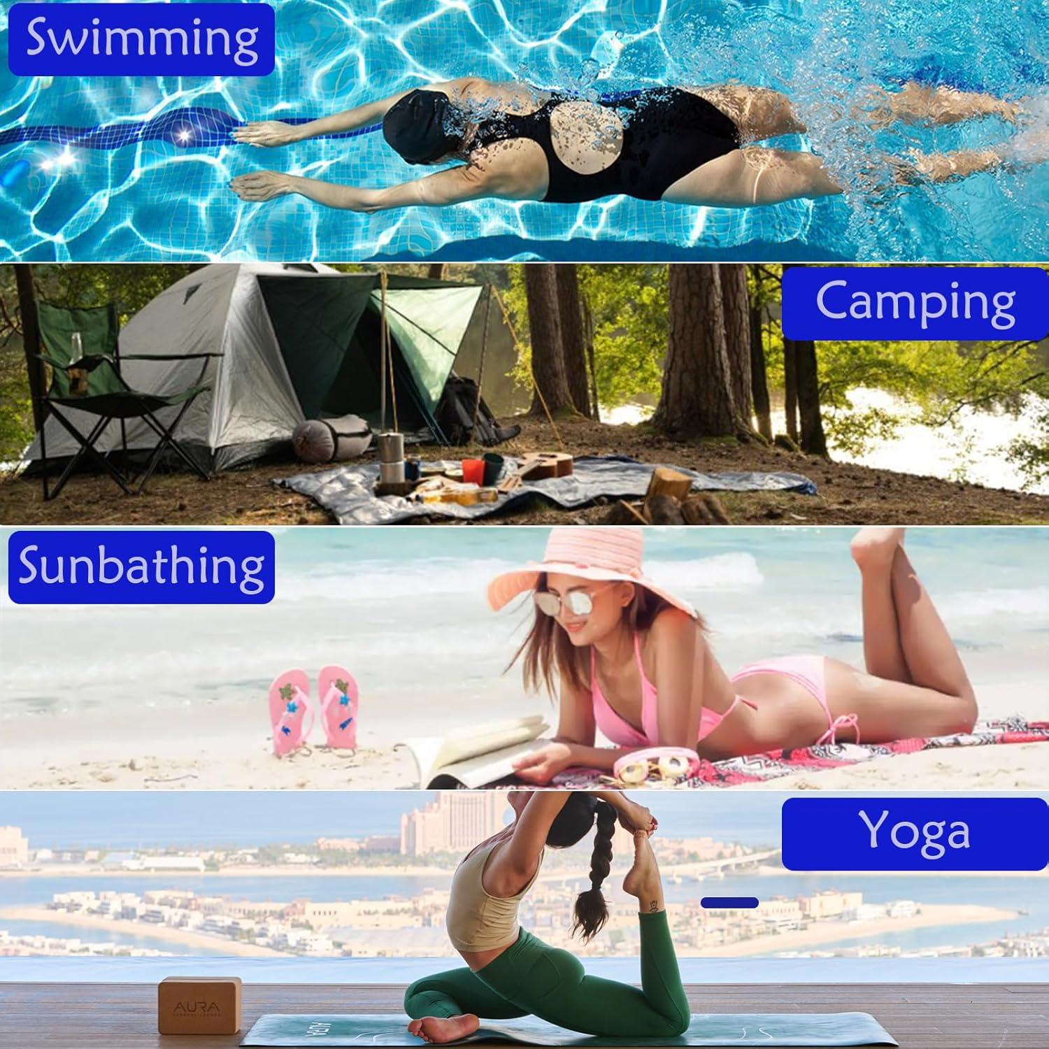 Toalla de Playa Microfibra PILIFALA Grande Azul Boho 180x81cm