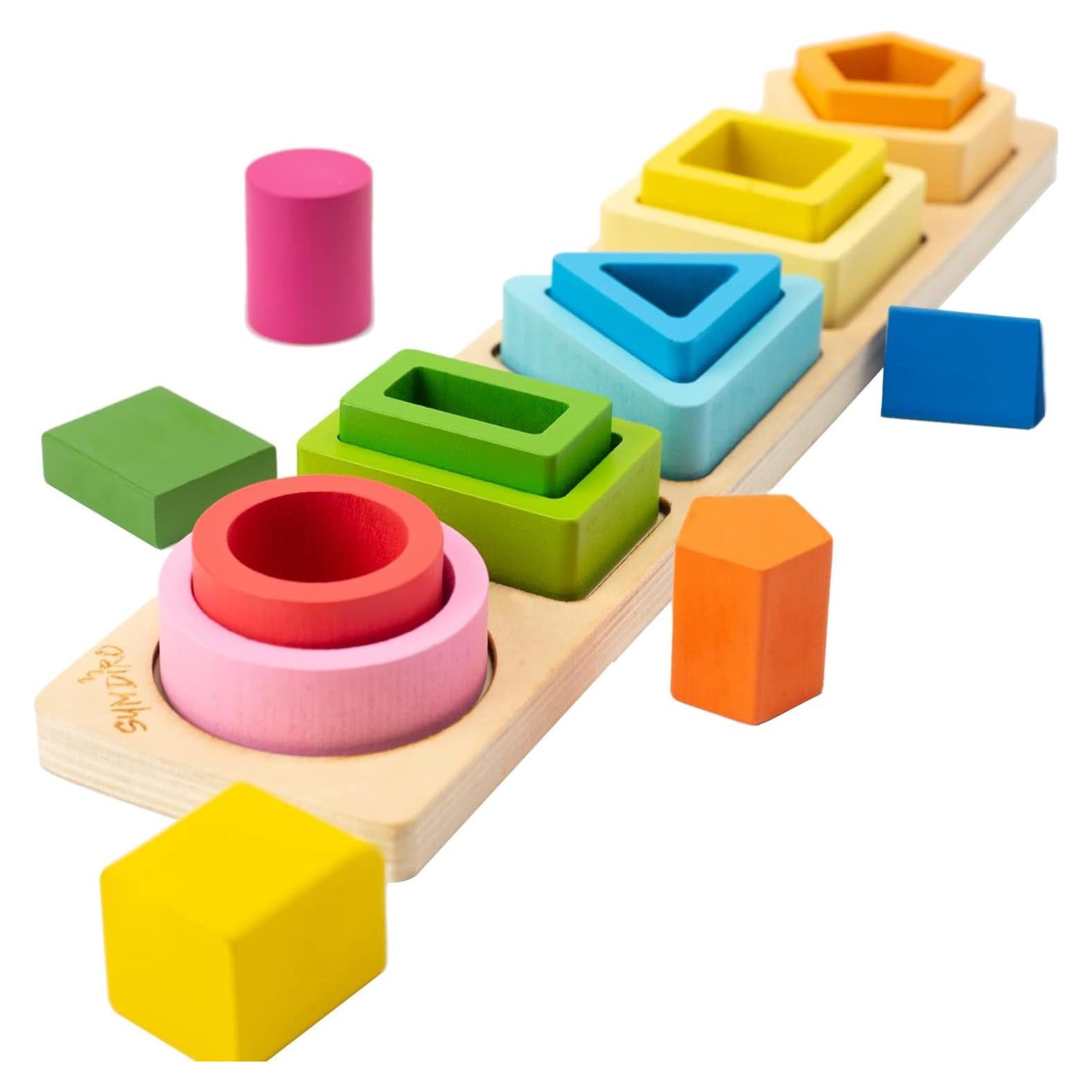 Juguete Montessori de Madera Symdiro - Clasificación y Apilamiento 29x6x5.5cm