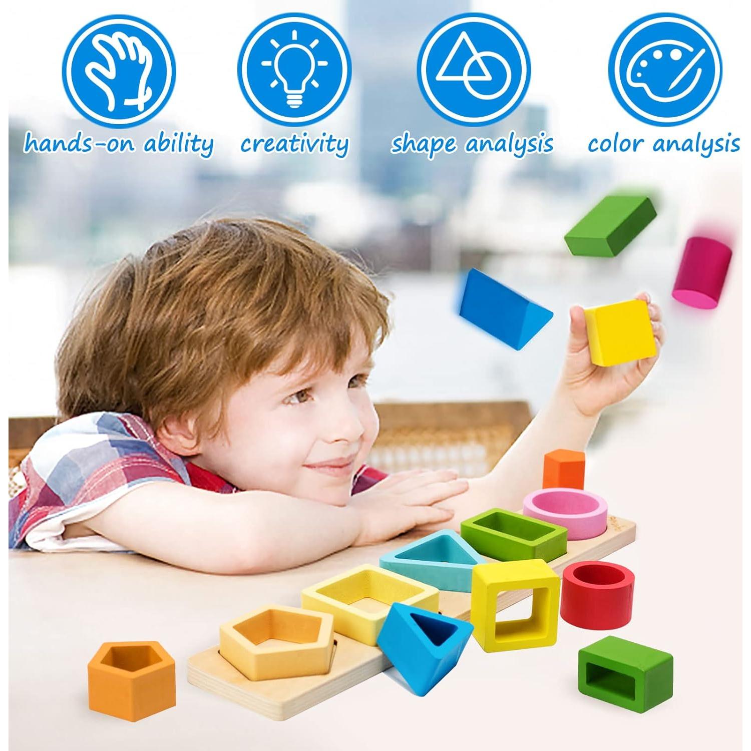 Juguete Montessori de Madera Symdiro - Clasificación y Apilamiento 29x6x5.5cm