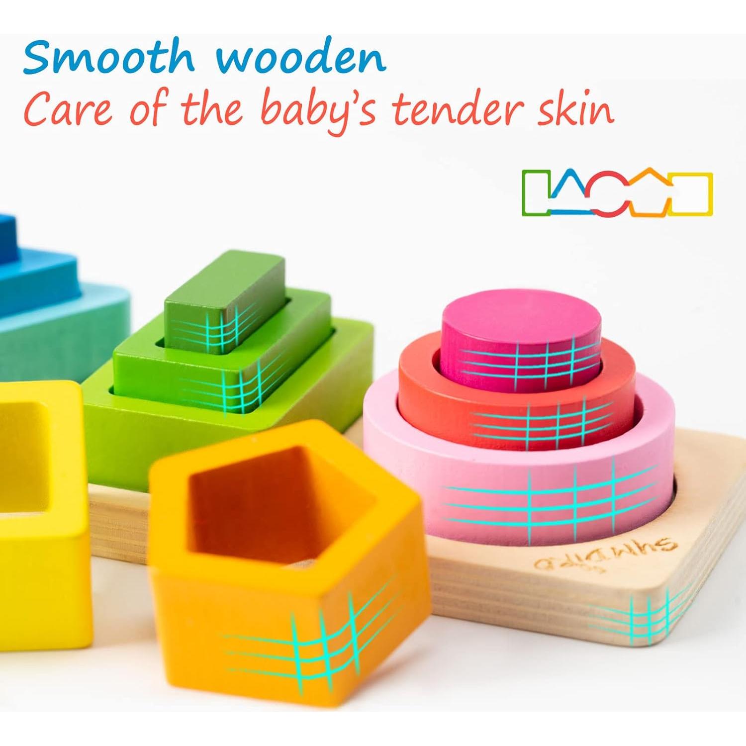 Juguete Montessori de Madera Symdiro - Clasificación y Apilamiento 29x6x5.5cm