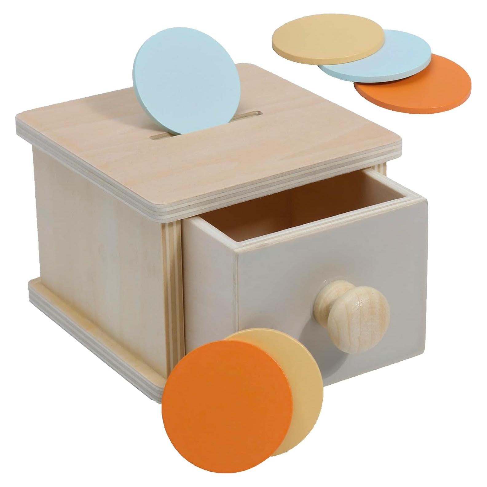Caja de Monedas Montessori Mama - Juguete de Madera 12.7x11.4 cm