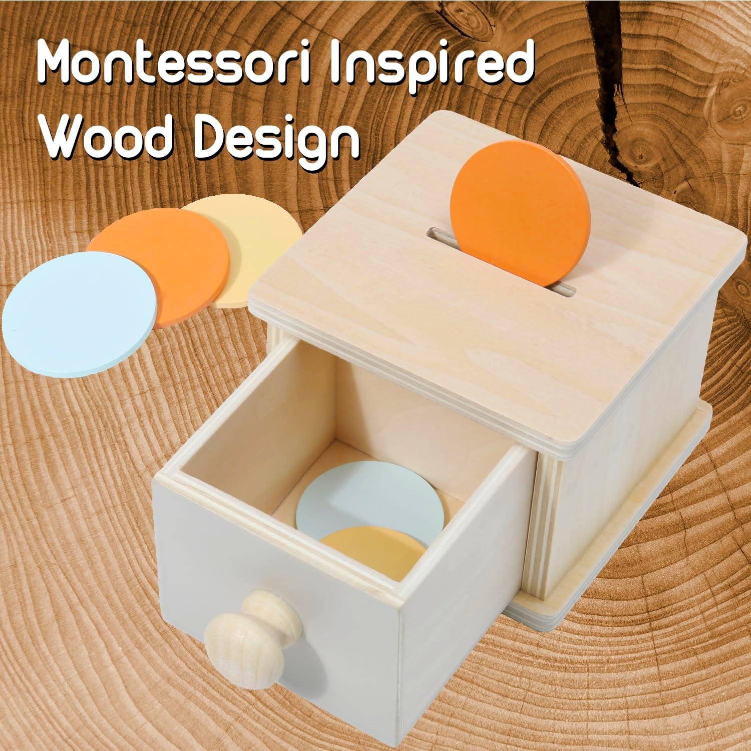 Caja de Monedas Montessori Mama - Juguete de Madera 12.7x11.4 cm