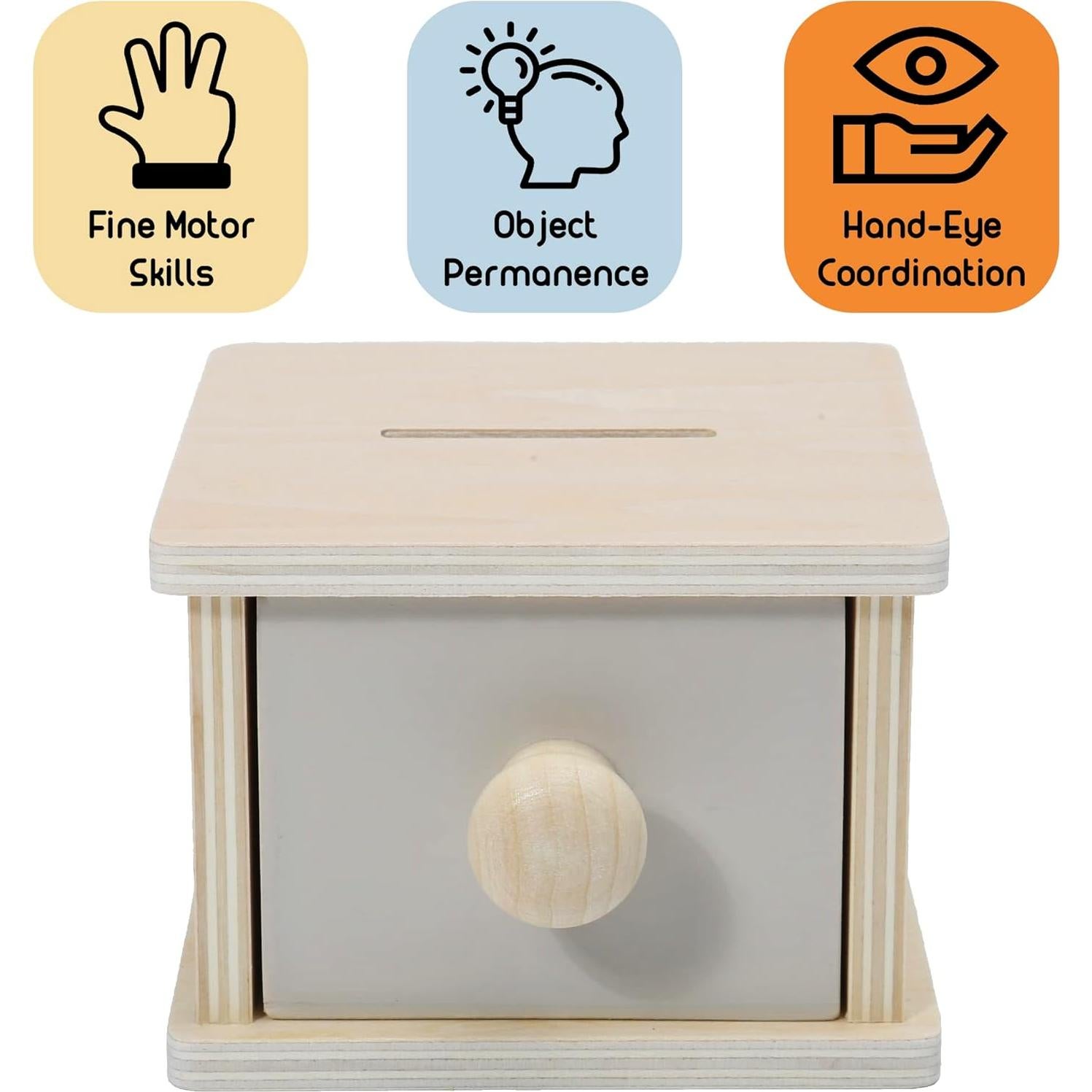 Caja de Monedas Montessori Mama - Juguete de Madera 12.7x11.4 cm