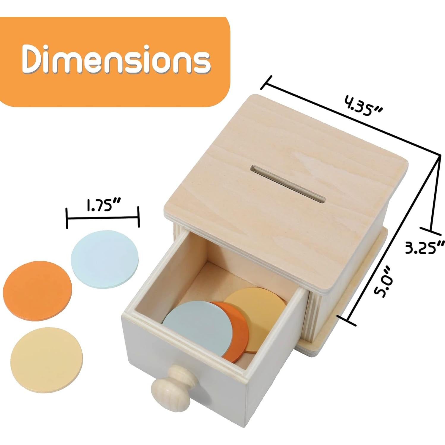Caja de Monedas Montessori Mama - Juguete de Madera 12.7x11.4 cm