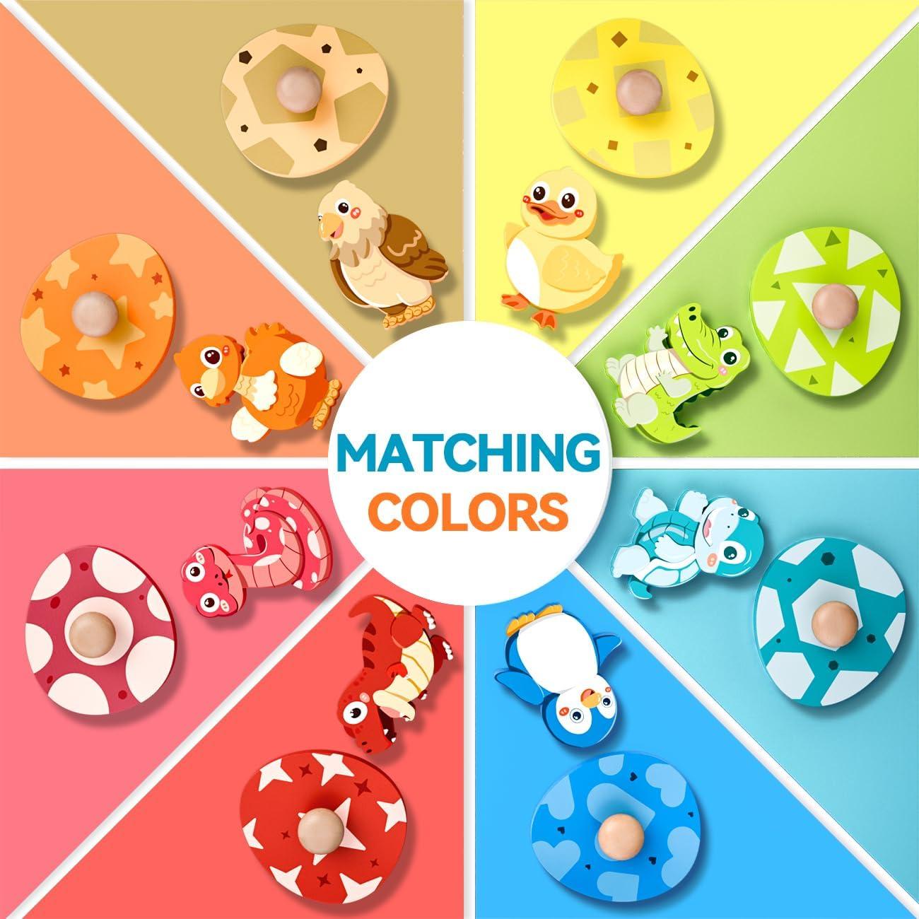 Wooden Puzzles for Toddlers 1-3, Baby Puzzle 12-18 Months, Montessori Toys for 1 Year Old Boys Girls Christmas Birthday Gifts, Animal Peg Puzzles for Toddlers 2-4, Preschool Learning Activities