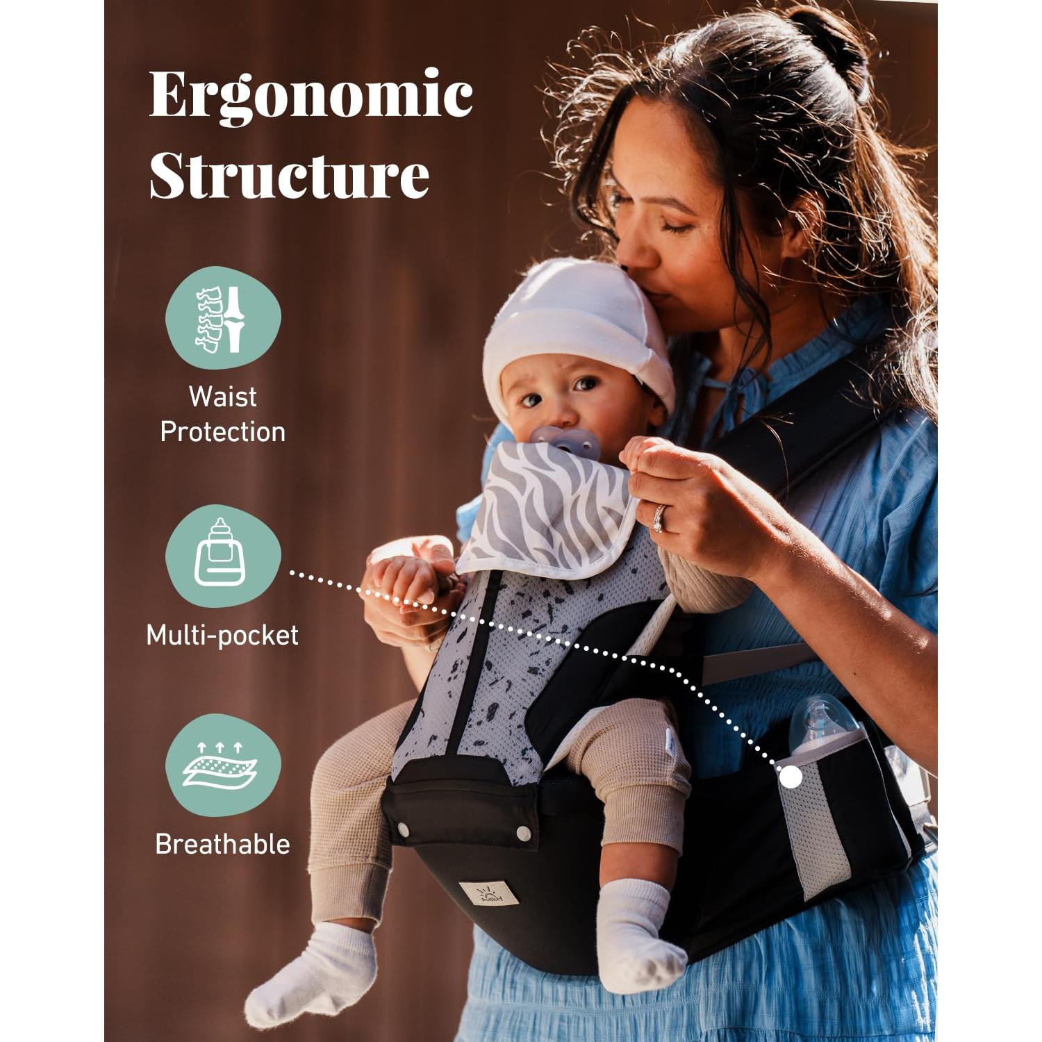 Portabebés MOMTORY 6-en-1 Ajustable para Bebés 3-23 kg