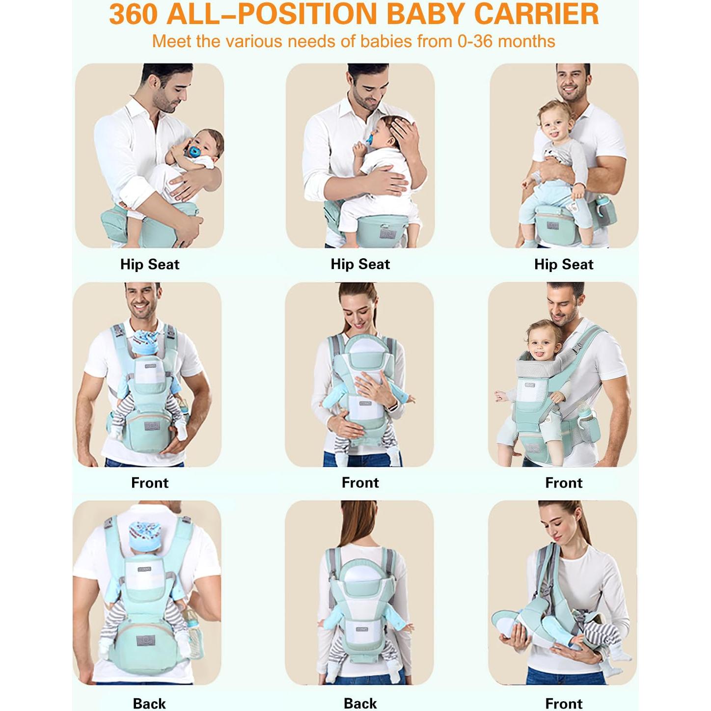 Portabebés Ergonómico YSSKTC Verde 6 en 1 3-20 kg