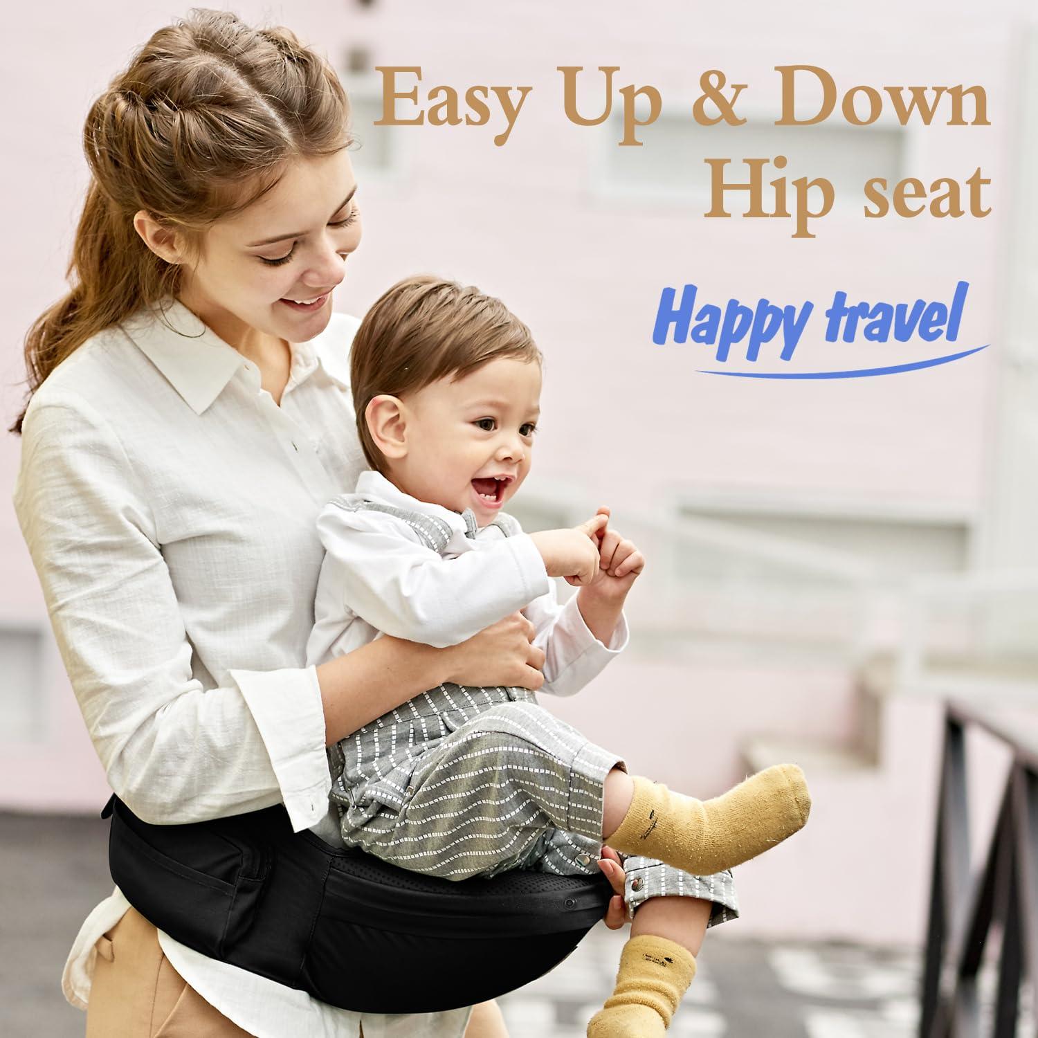 Portabebés ergonómico 12 en 1 con soporte de cuello - Negro