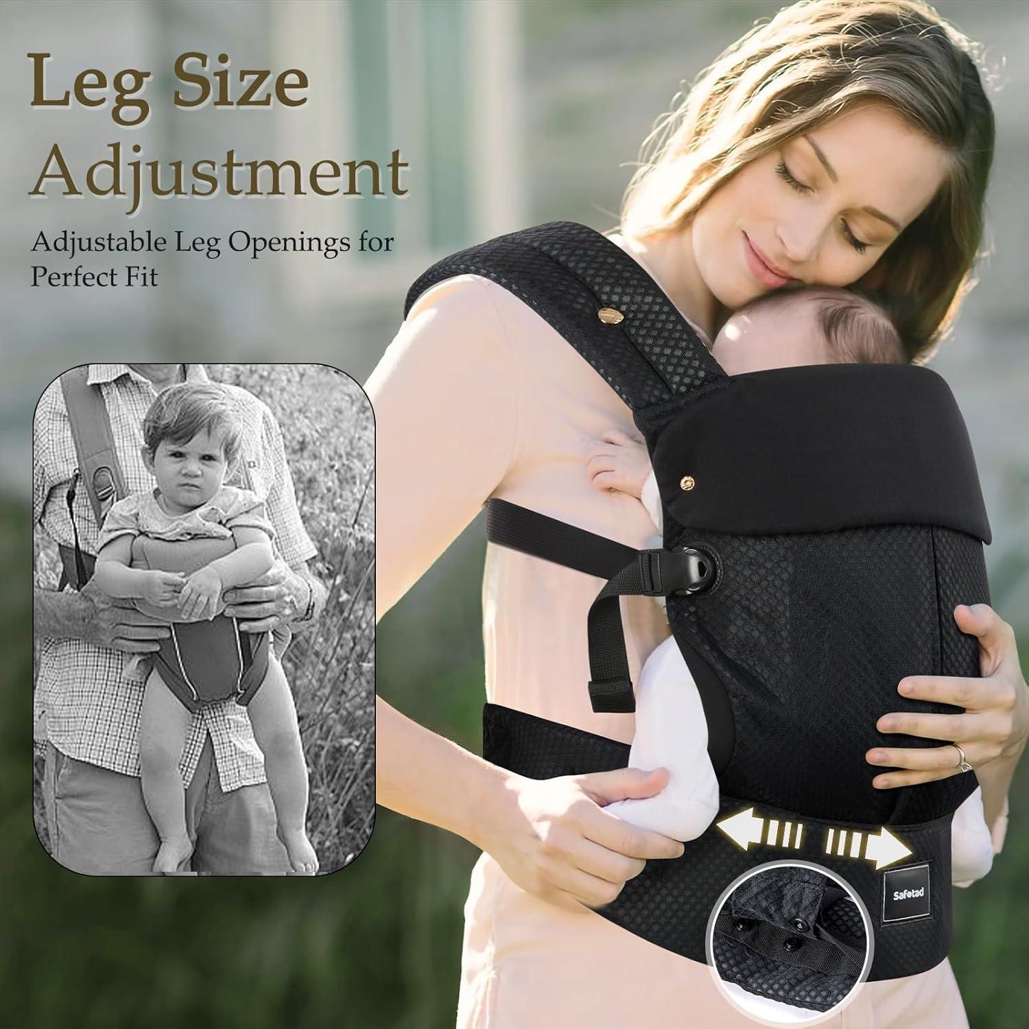 Portabebés Ergonómico Safotad Negro Ajustable 3.2-25 kg