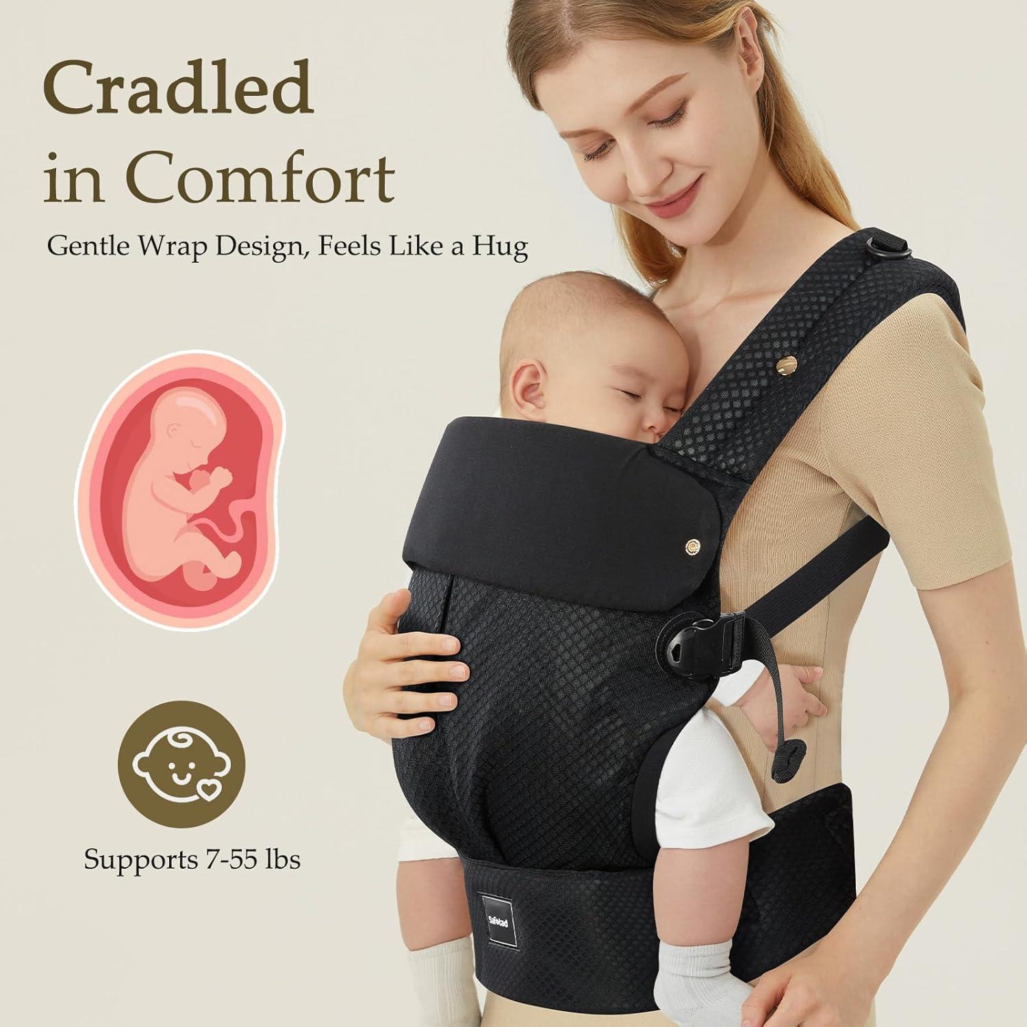 Portabebés Ergonómico Safotad Negro Ajustable 3.2-25 kg