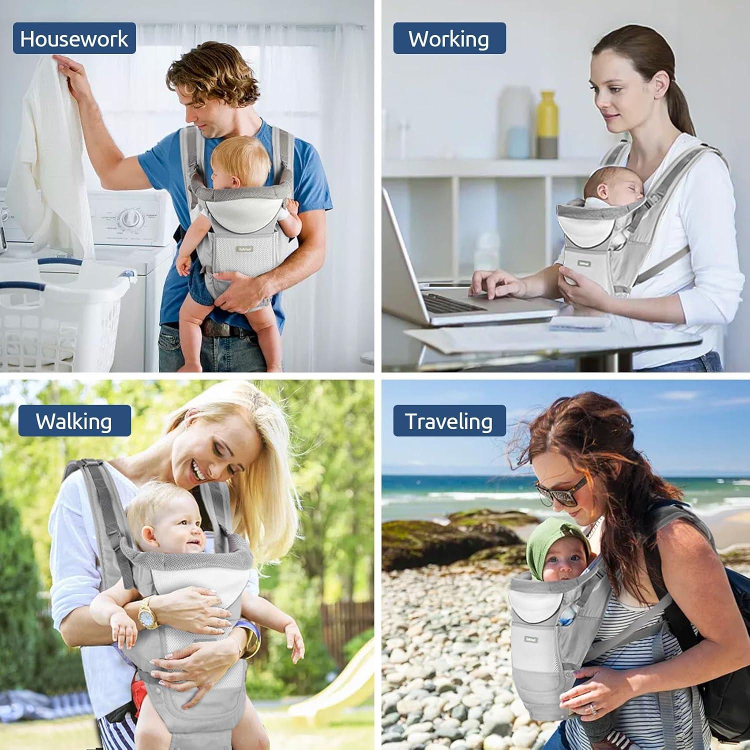 Portabebés Ergonomico Safotad Gris 6 en 1 para Bebés 0-15 kg