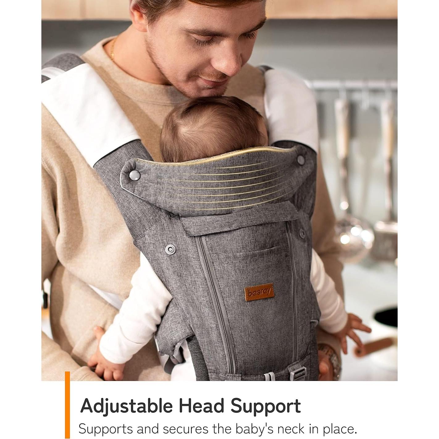 Portabebés Ergonomico Besrey BR-DE001 Gris con Soporte Lumbar