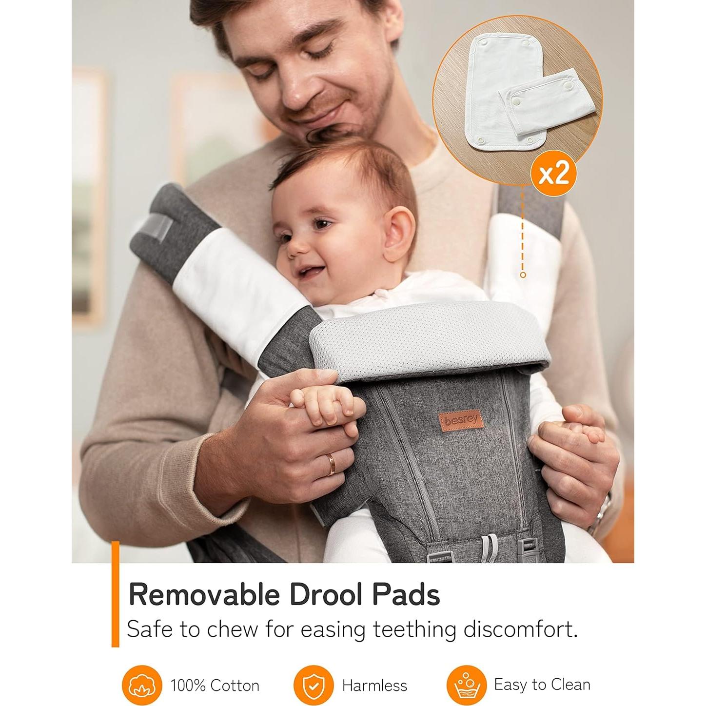 Portabebés Ergonomico Besrey BR-DE001 Gris con Soporte Lumbar