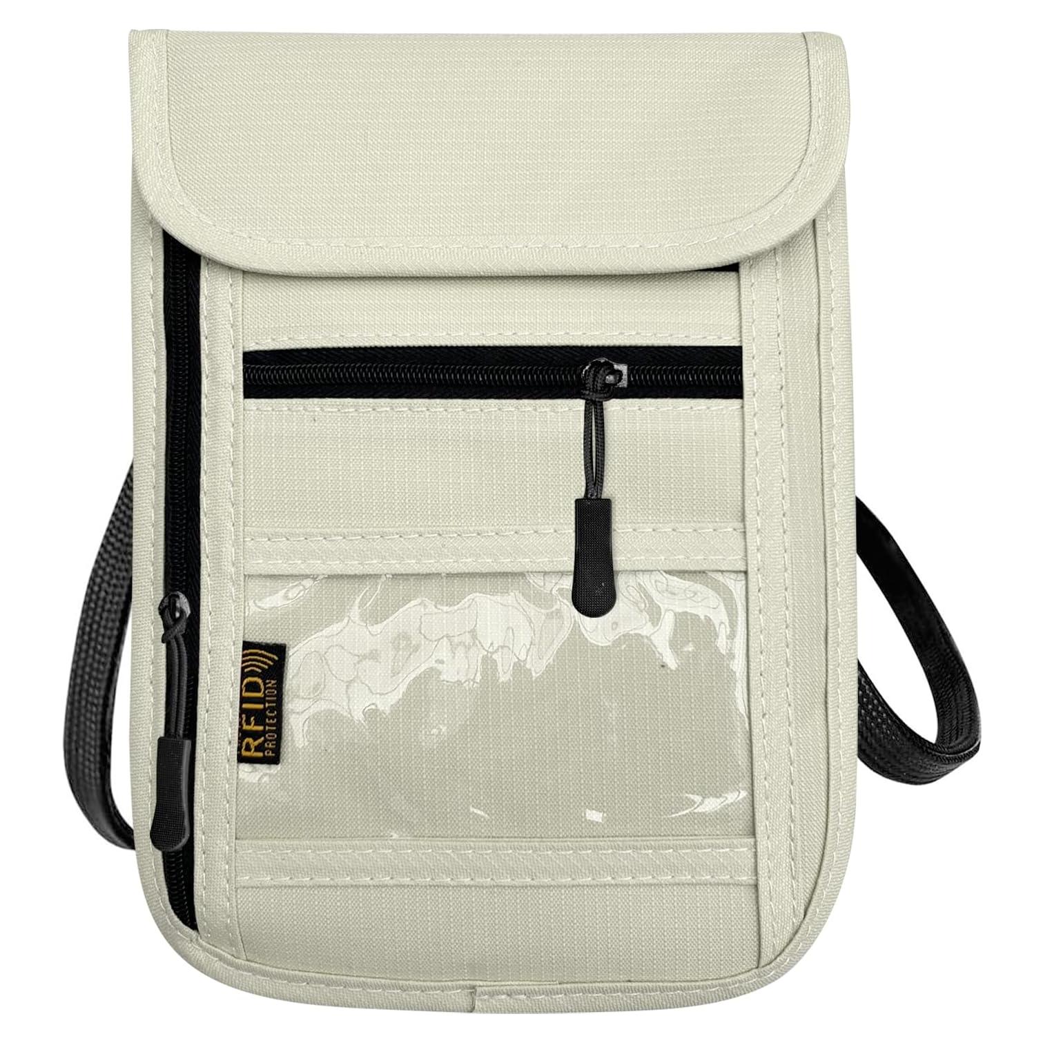 Bolsillo de Cuello Antirrobo DEEZOMO Beige para Pasaporte