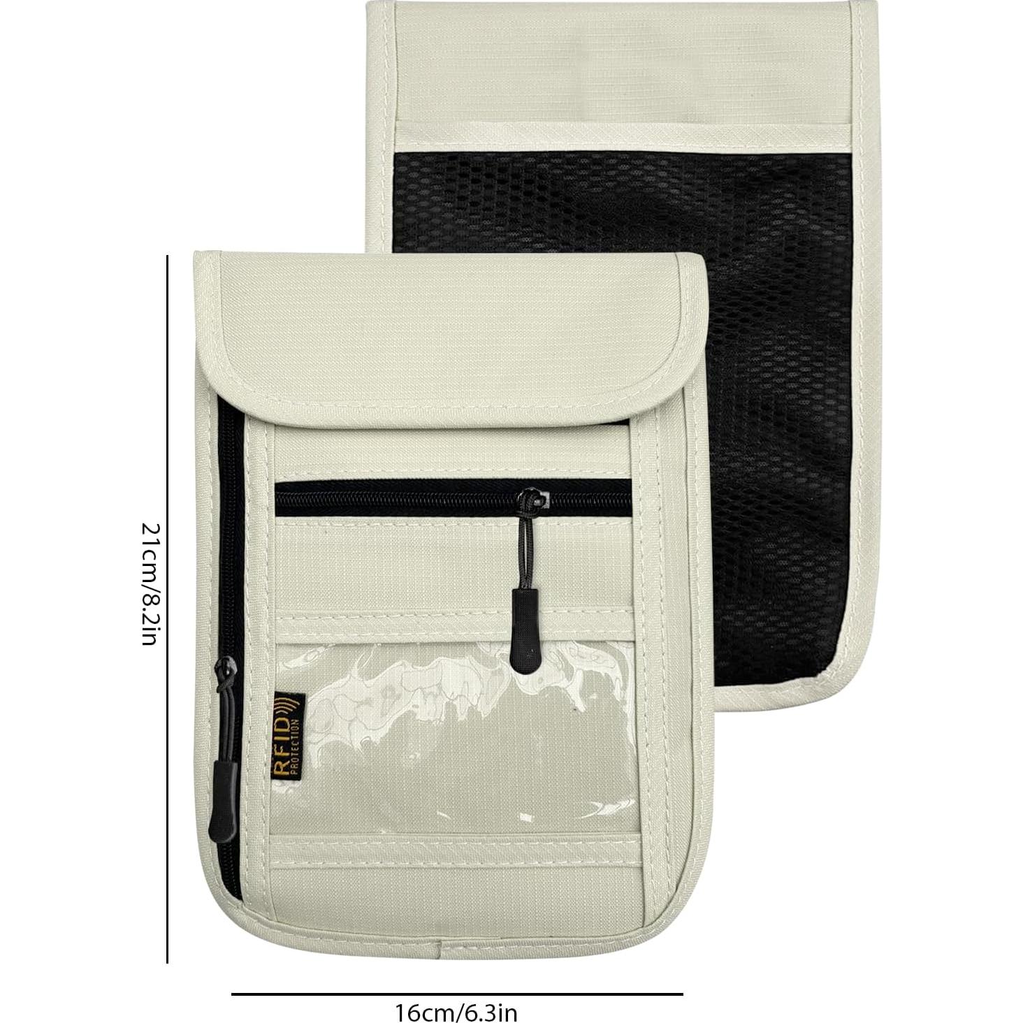 Bolsillo de Cuello Antirrobo DEEZOMO Beige para Pasaporte