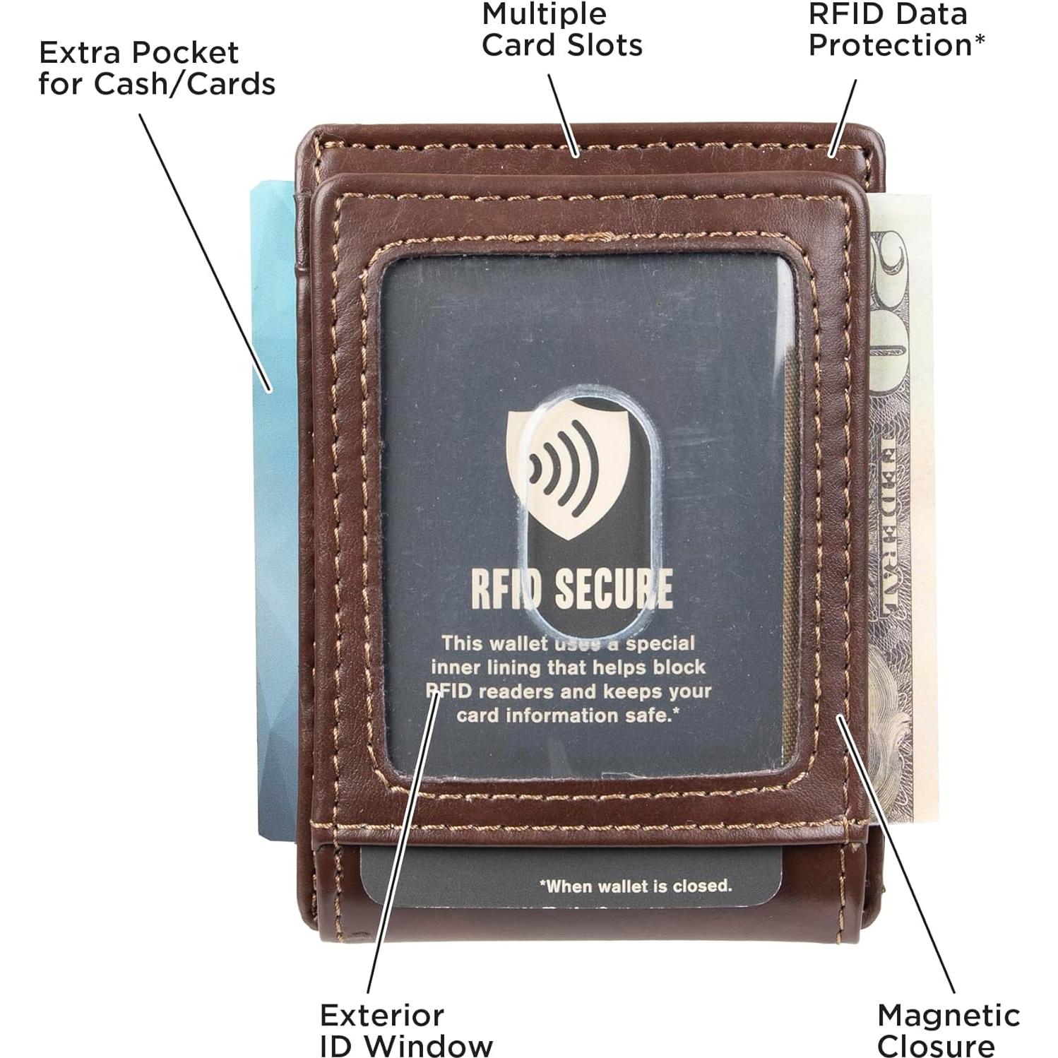 Billetera Dockers Hombre delgada con bolsillo frontal RFID