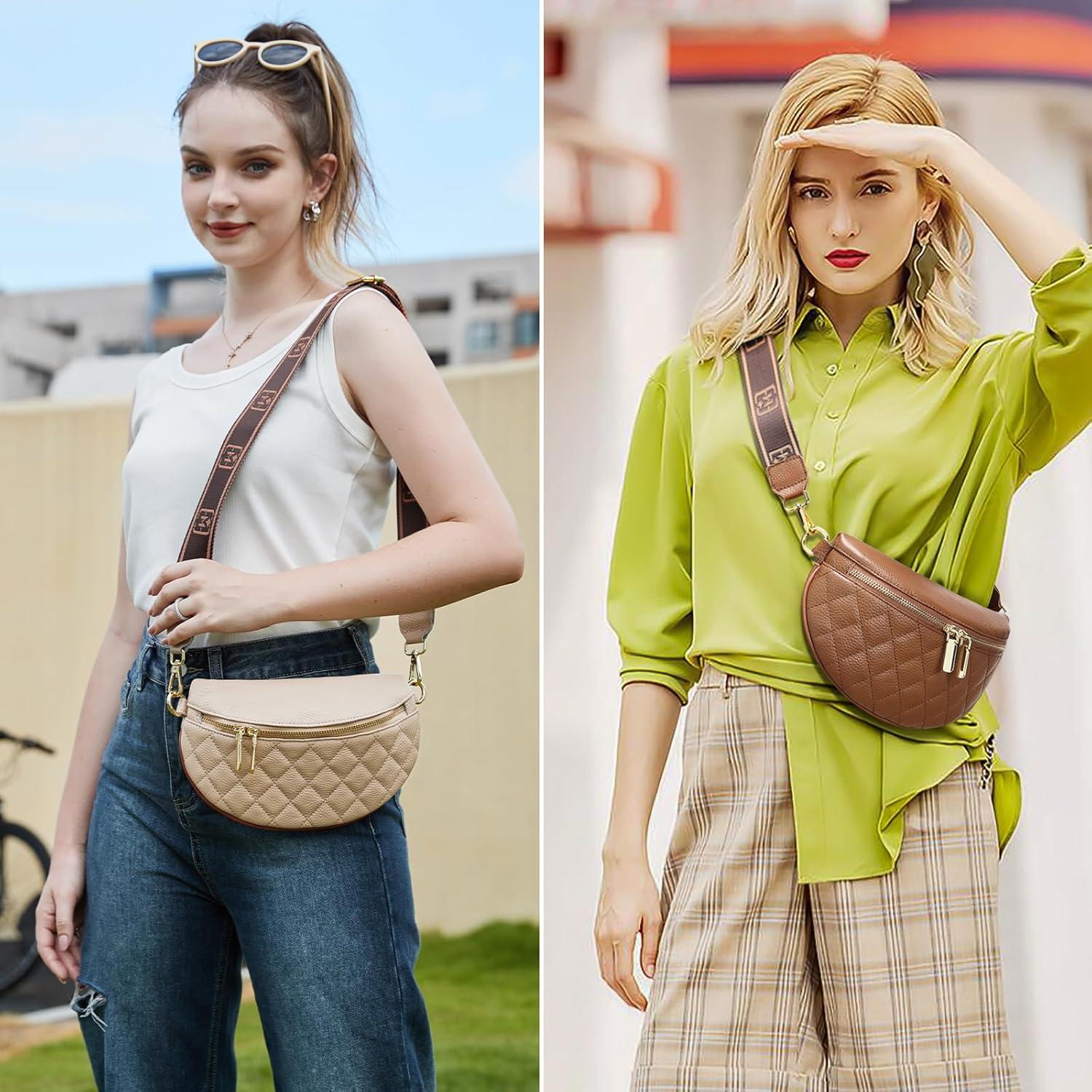 Bolso Cruzado Eslcorri para Mujeres - Mochila de Cintura de Cuero 14x22x6 cm