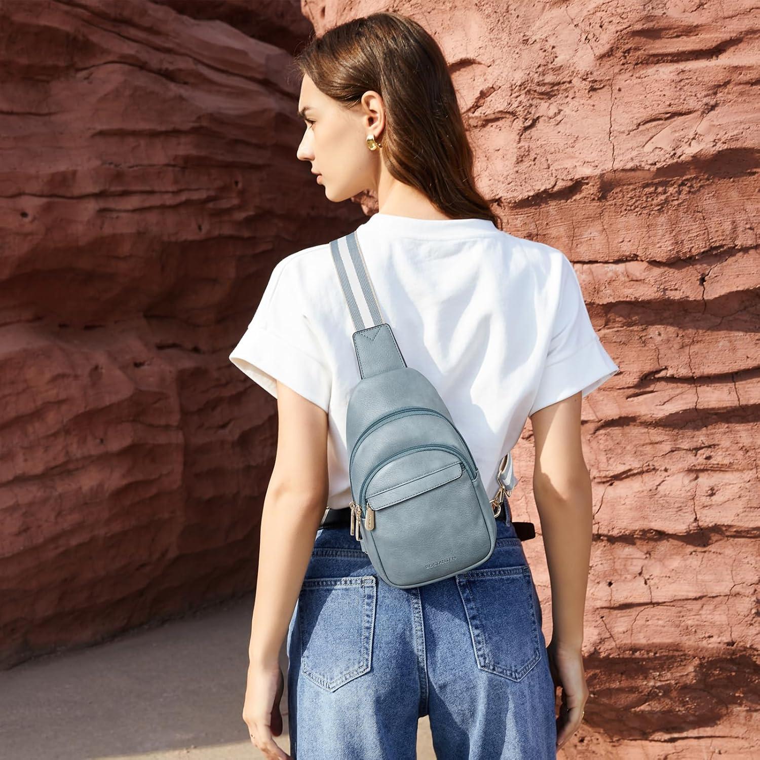 Bolso Bandolera BOSTANTEN para Mujeres de Cuero PU Azul Denim