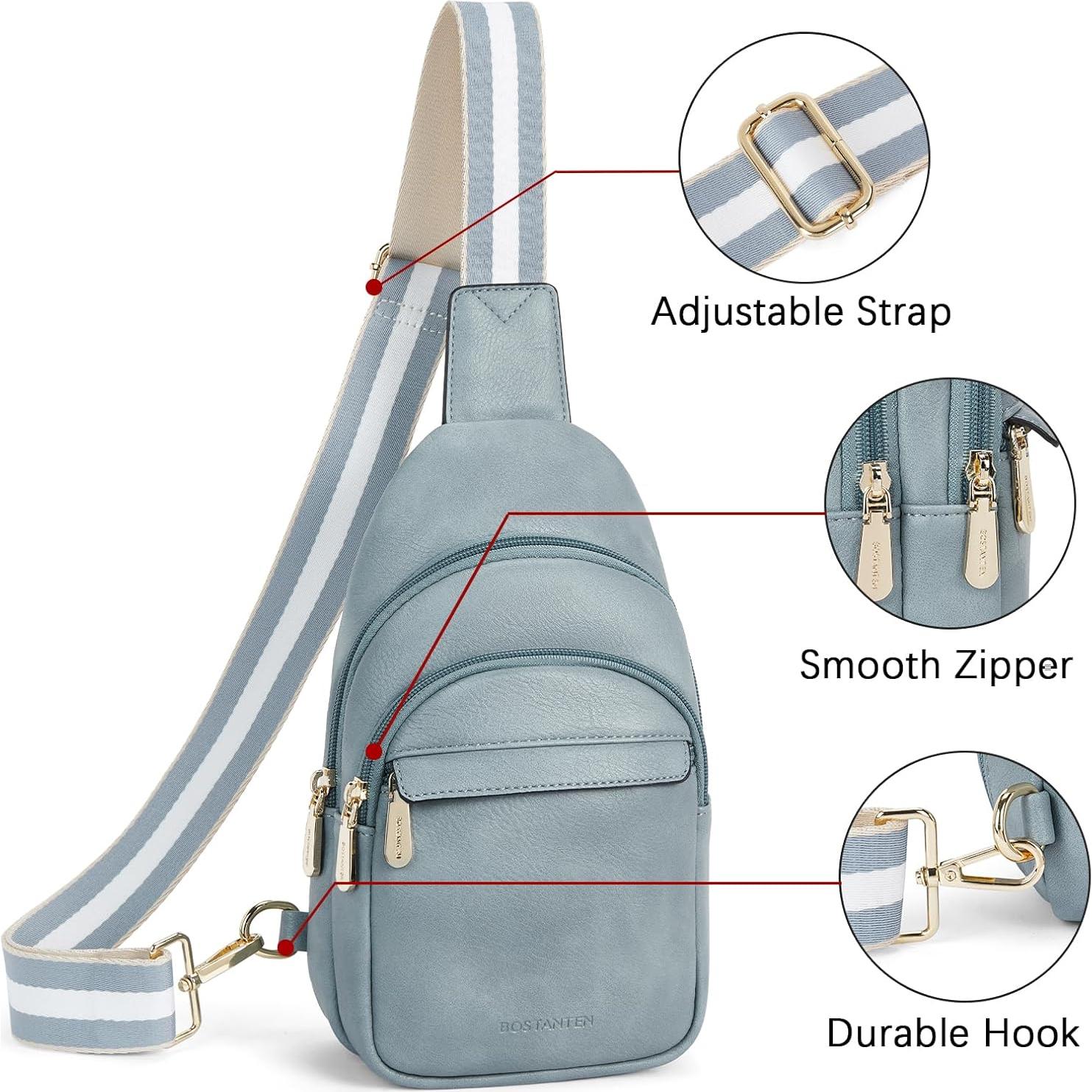 Bolso Bandolera BOSTANTEN para Mujeres de Cuero PU Azul Denim