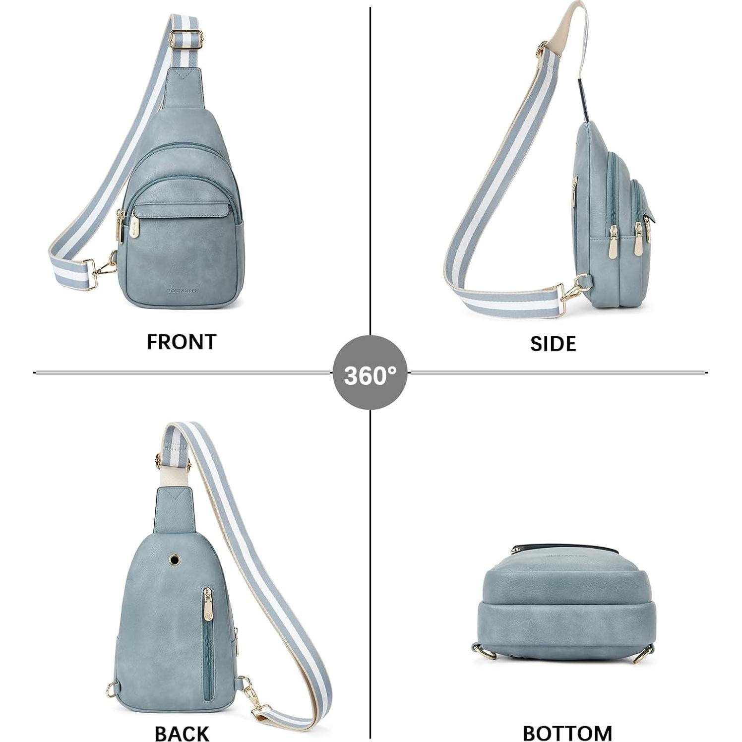 Bolso Bandolera BOSTANTEN para Mujeres de Cuero PU Azul Denim