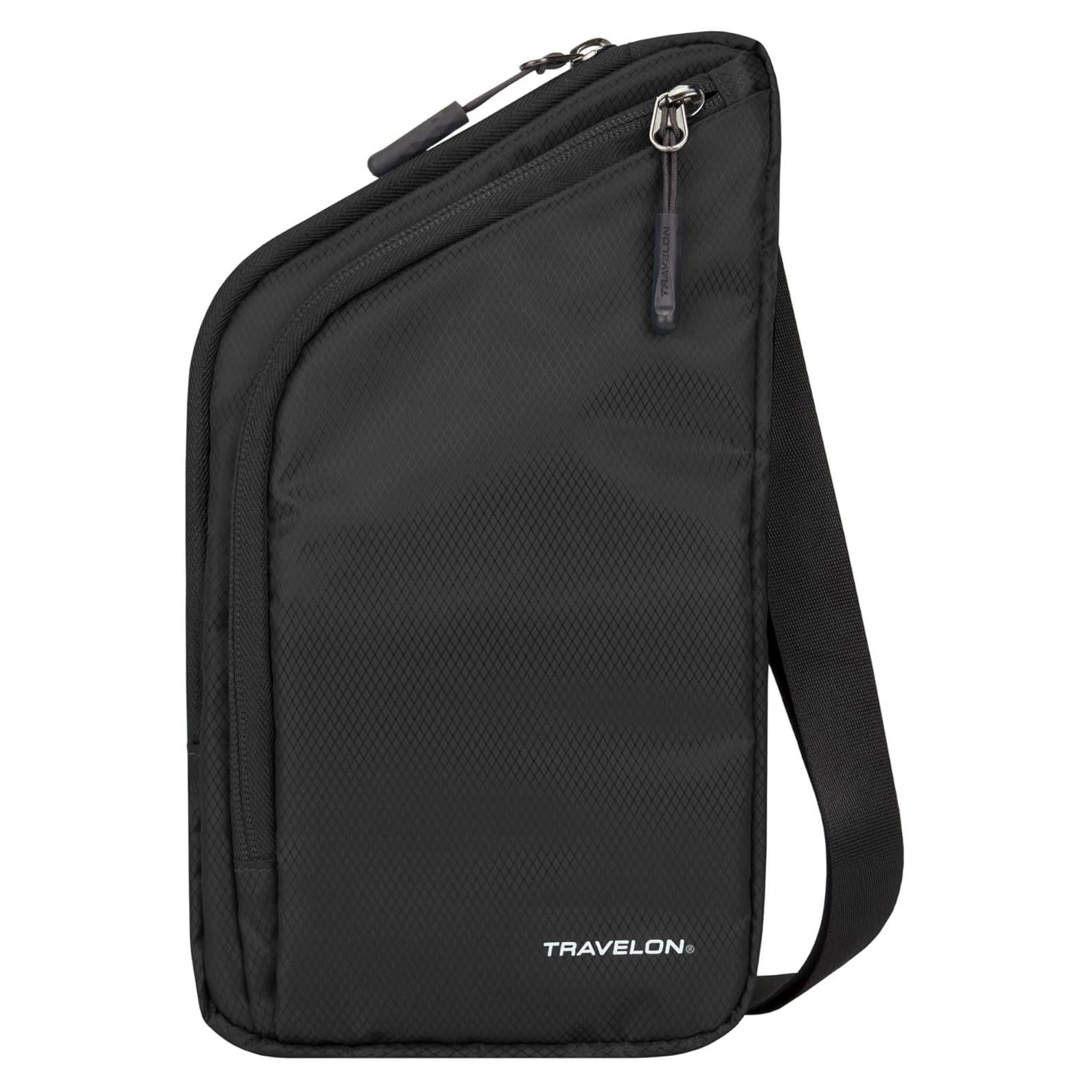 Bolsa Cruzada Delgada Travelon con Protección RFID - Negra