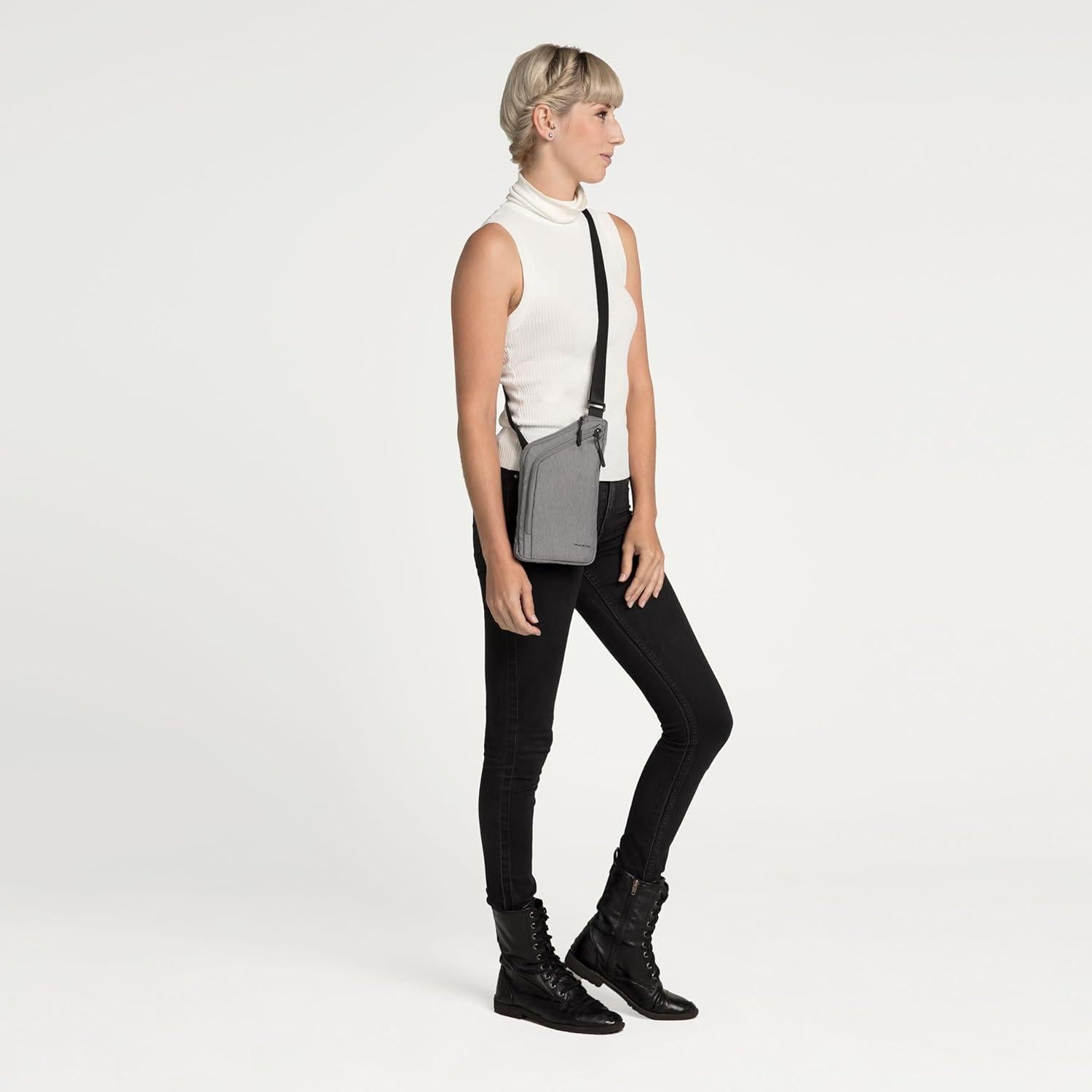 Bolsa Cruzada Delgada Travelon con Protección RFID - Negra