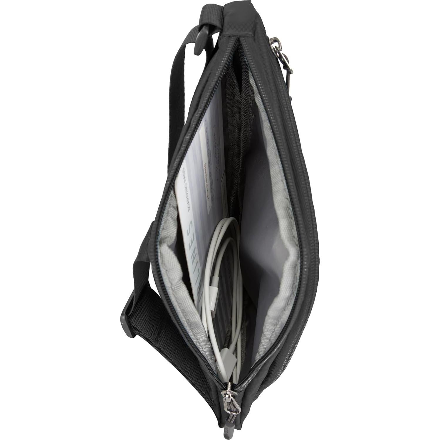 Bolsa Cruzada Delgada Travelon con Protección RFID - Negra