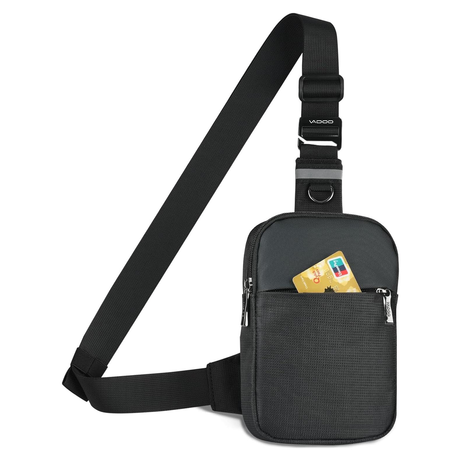 Bolso Cruzado VADOO Mini Sling Antirrobo RFID Unisex Negro