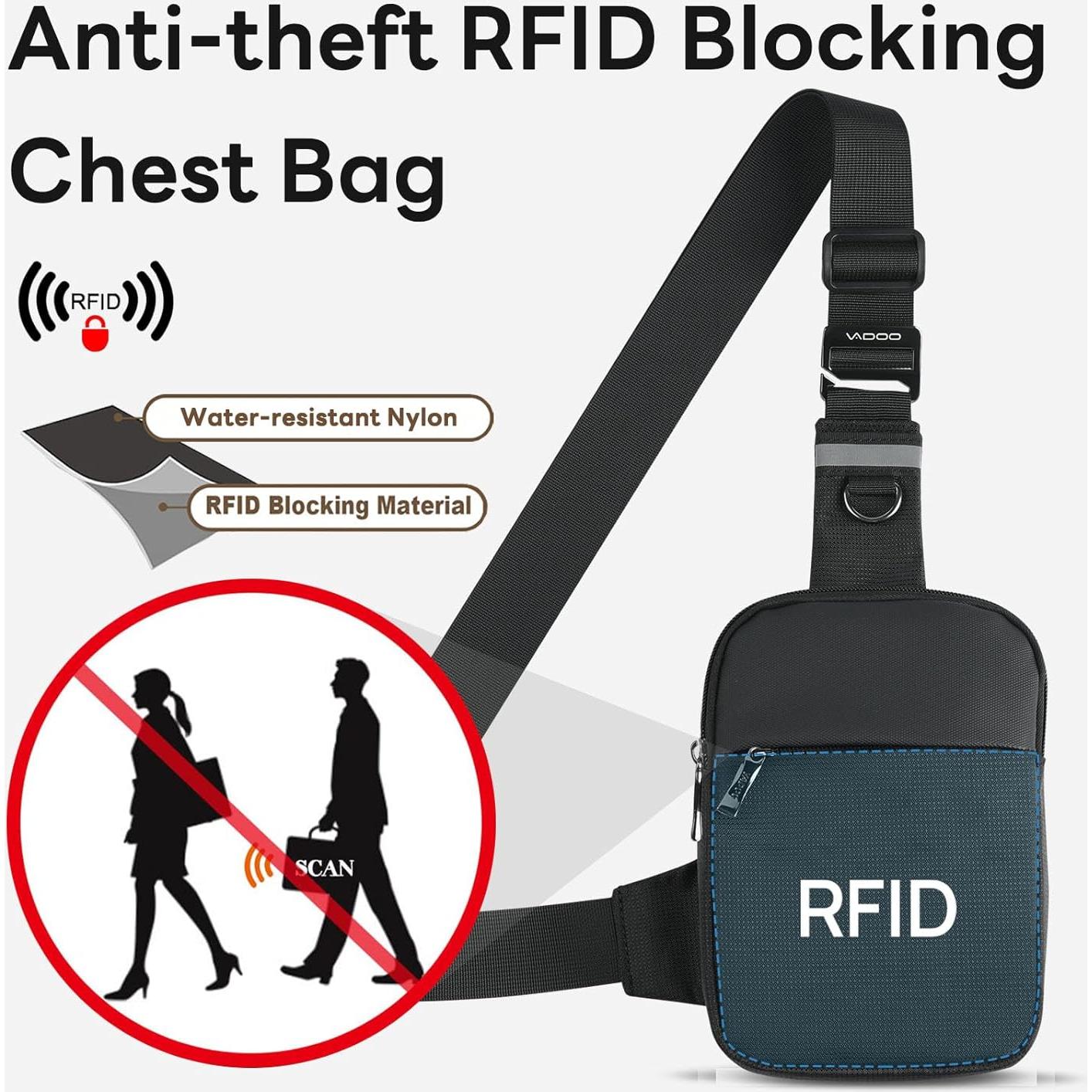 Bolso Cruzado VADOO Mini Sling Antirrobo RFID Unisex Negro