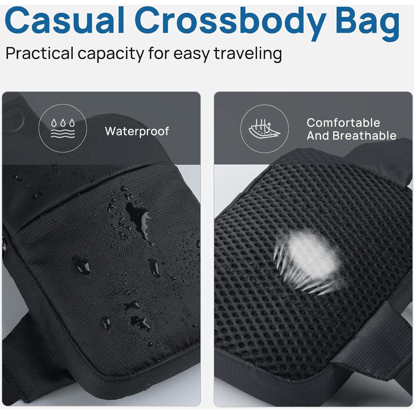 Bolso Cruzado VADOO Mini Sling Antirrobo RFID Unisex Negro