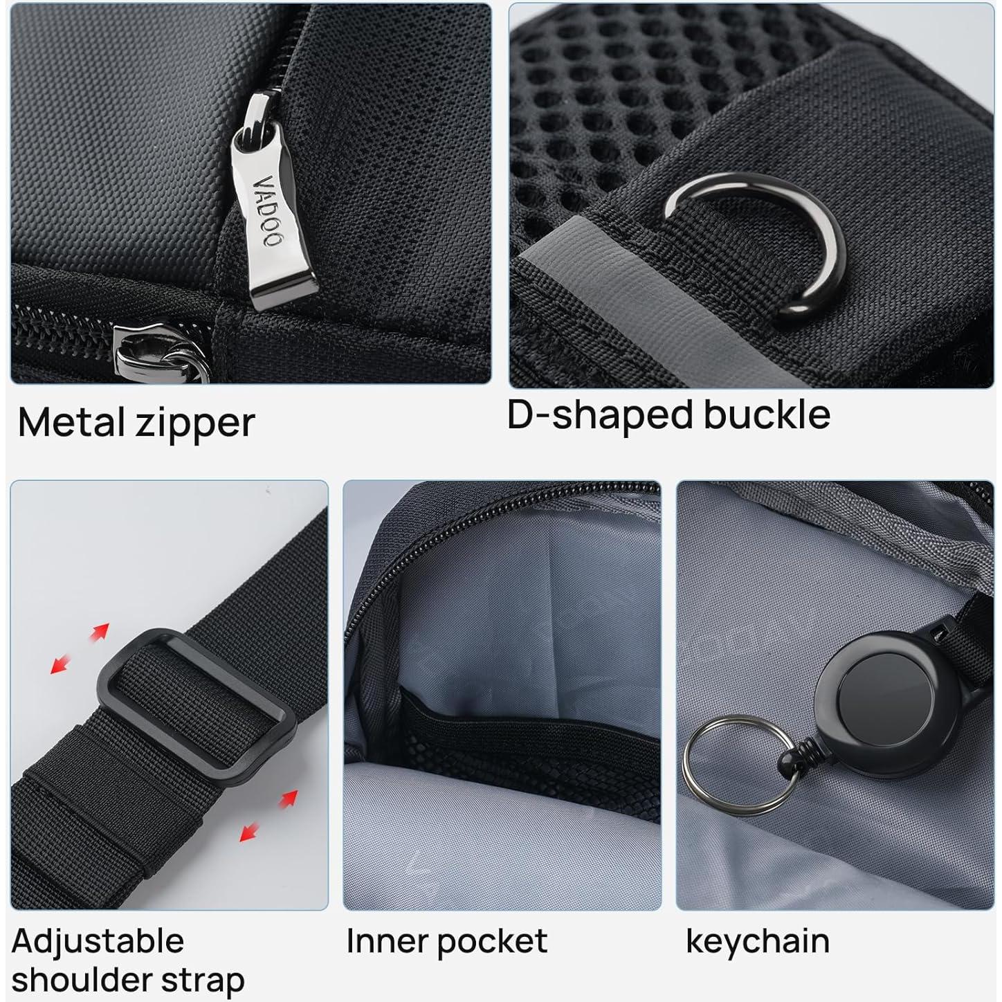 Bolso Cruzado VADOO Mini Sling Antirrobo RFID Unisex Negro